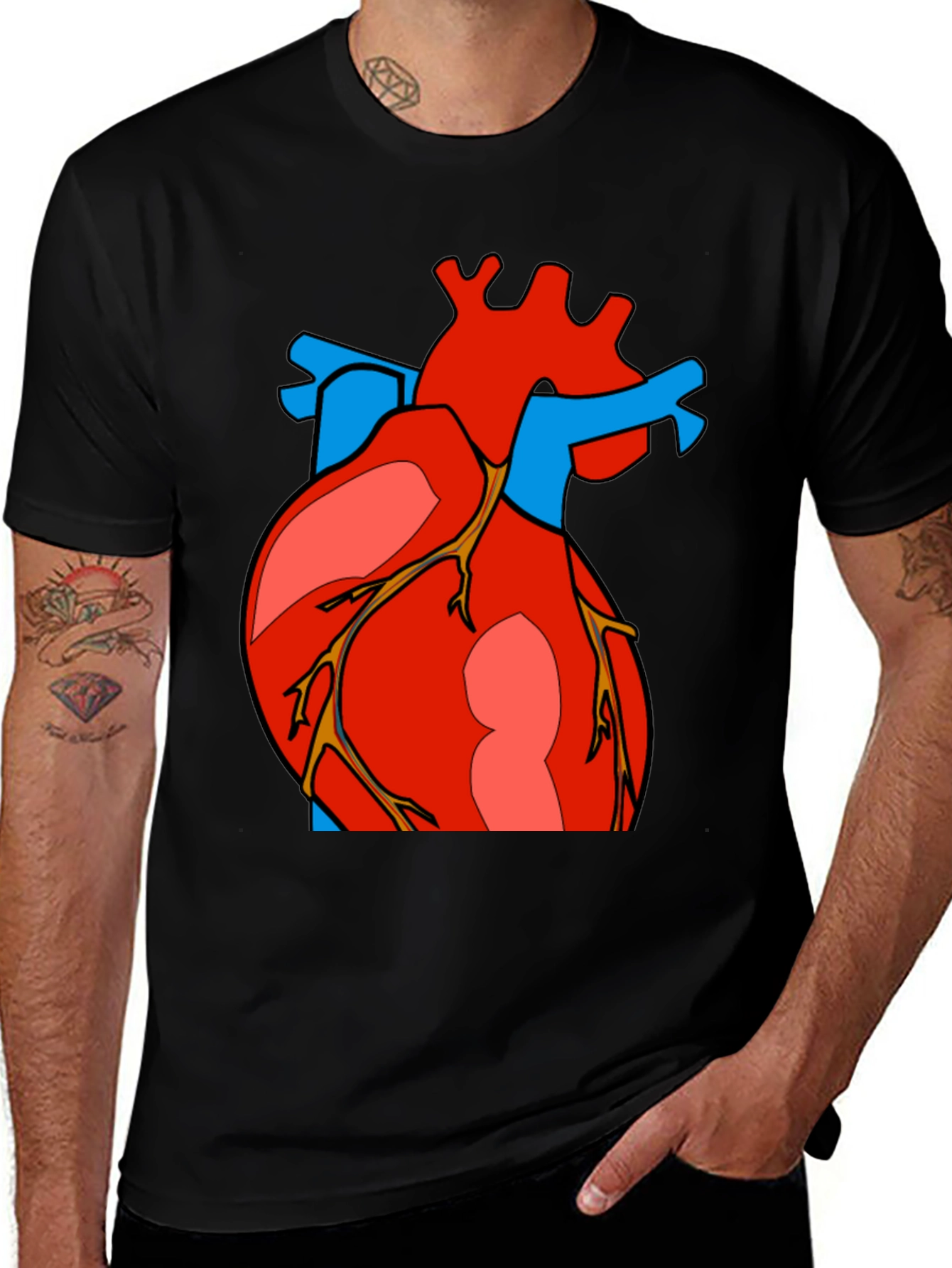 Variant 18 of Anatomical Heart Print Black T-Shirt