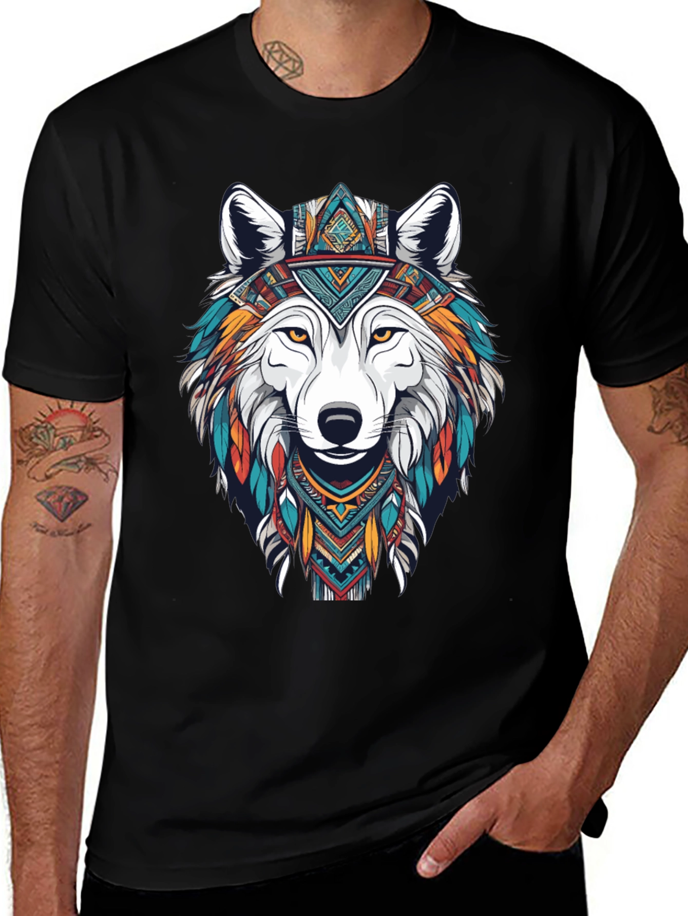 Variant 27 of Wolf Graphic Print Black T-Shirt