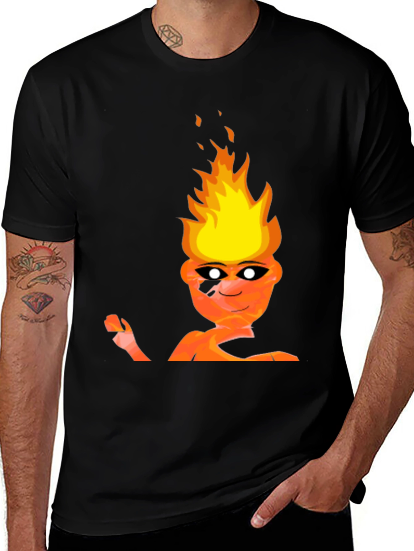 Variant 27 of Fiery Character Graphic Tee - Bold and Unique Design