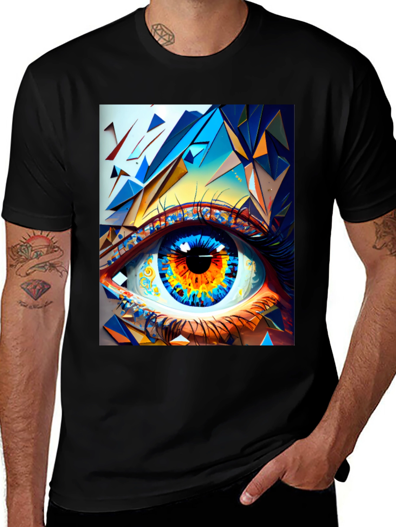 Abstract Eye Graphic Black T-Shirt