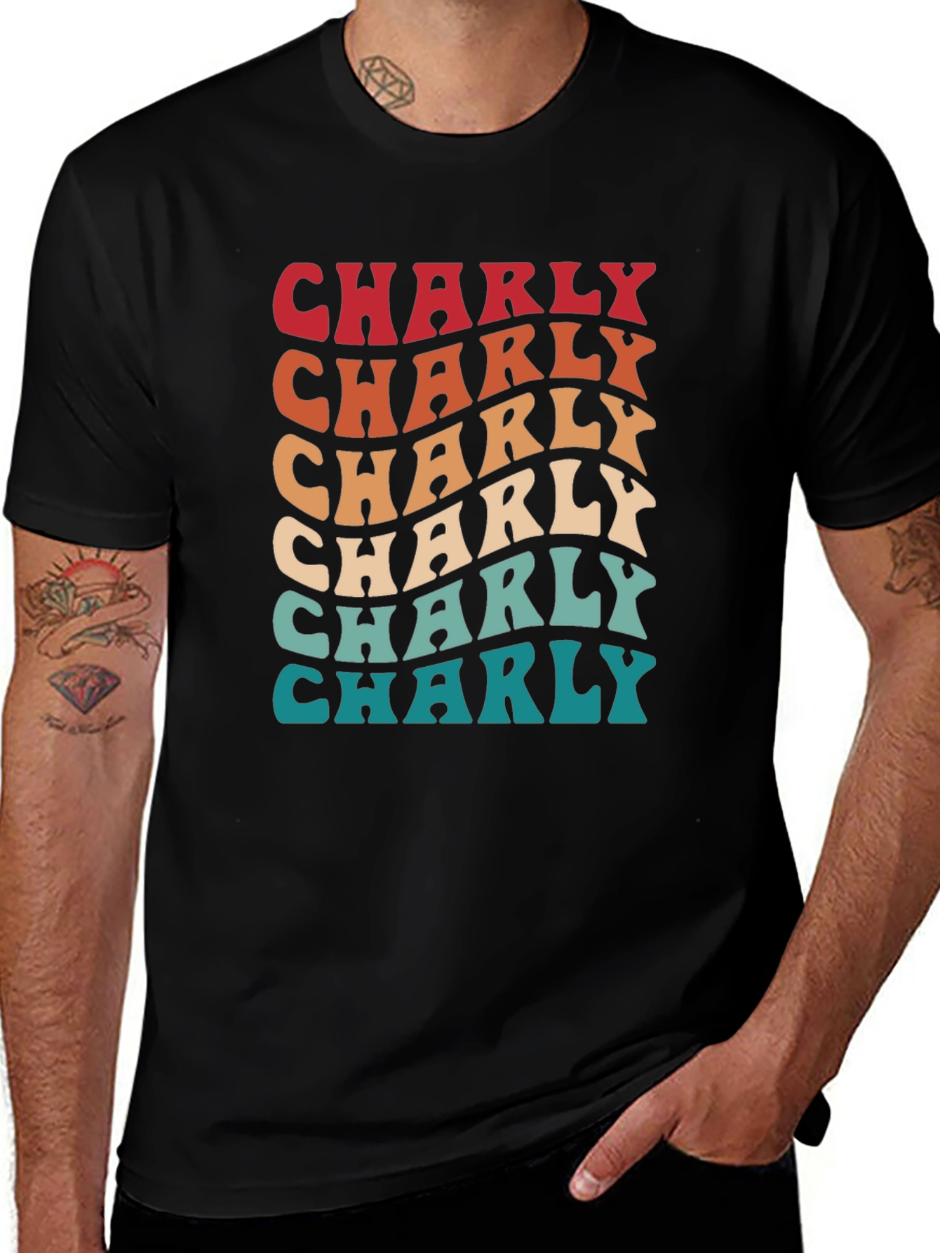 Retro Charly T-Shirt - Groovy Name Design