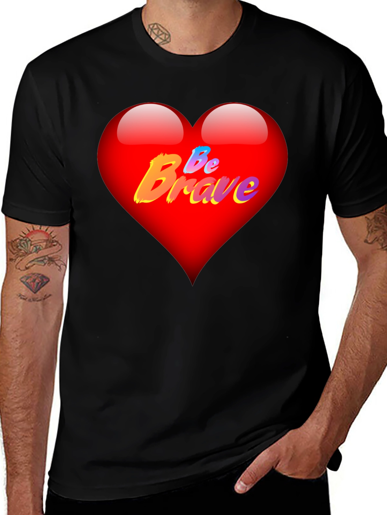 Variant 13 of Be Brave Heart T-Shirt - Men's Black Tee