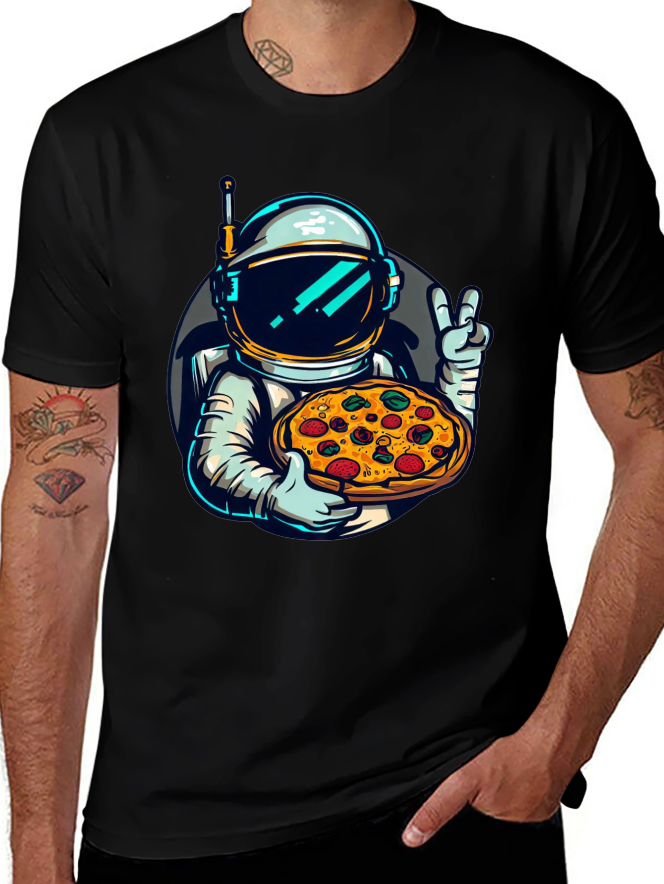 Variant 9 of Astronaut Pizza T-Shirt - Space Foodie Tee