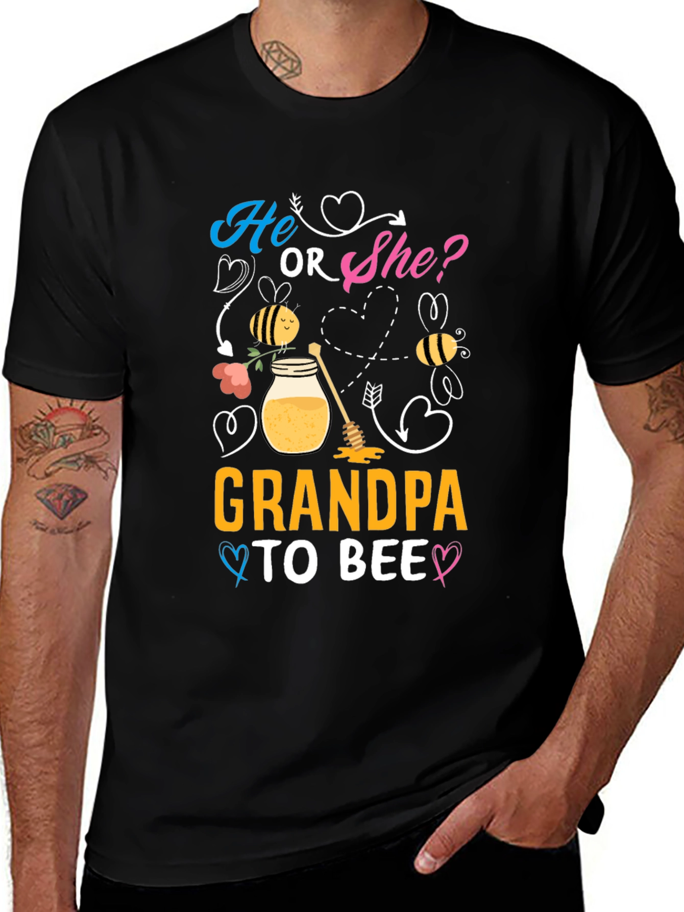 He or She Grandpa to Bee Gender Reveal T-Shirt