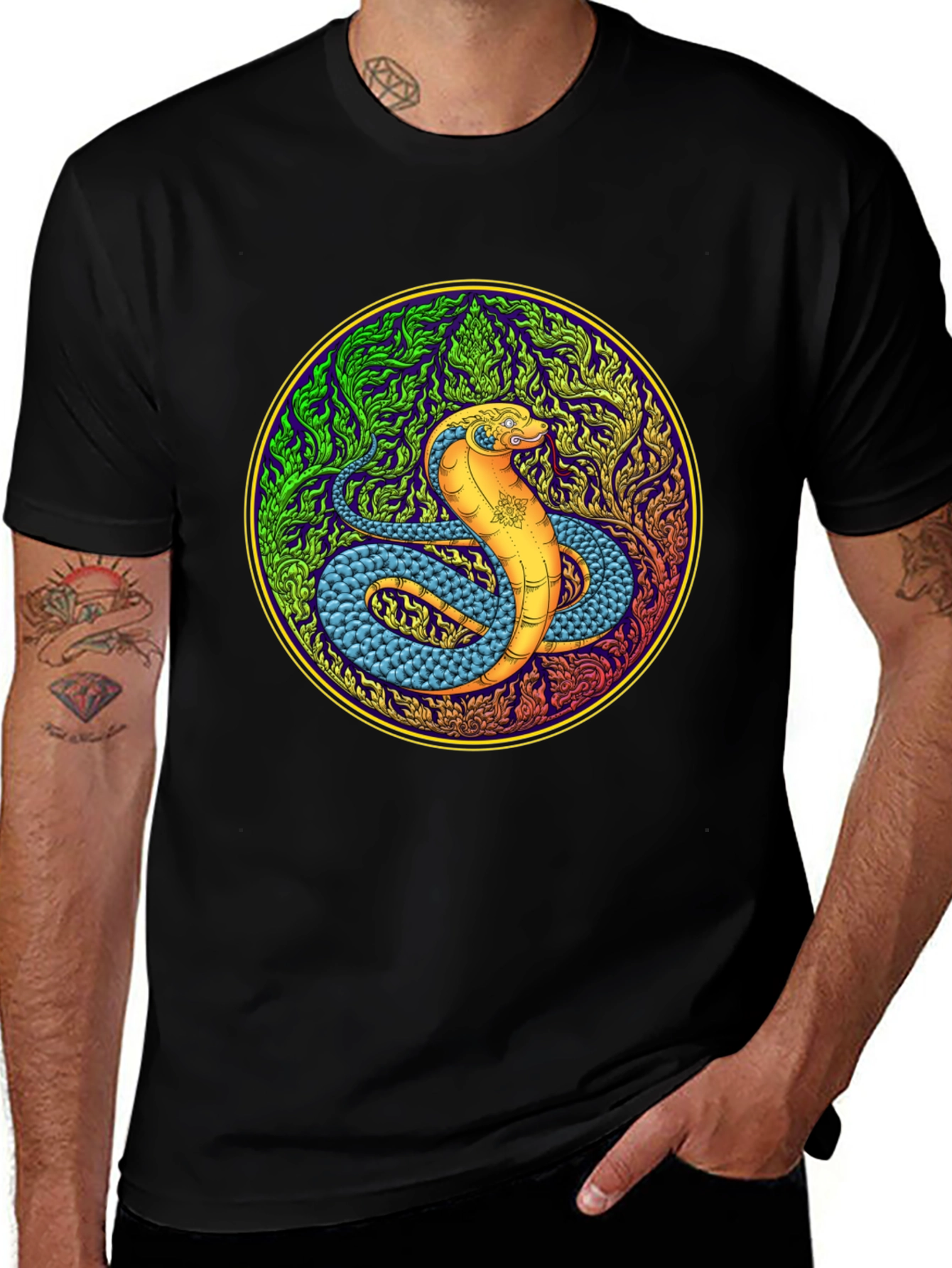 Cobra Mandala Graphic T-Shirt - Unique Snake Design