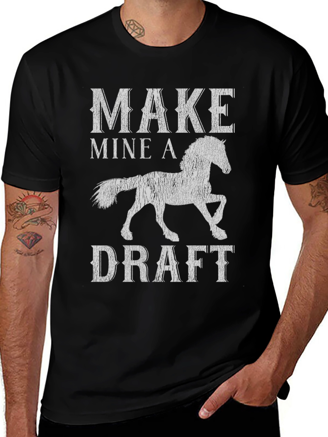 Variant 26 of Make Mine a Draft T-Shirt - Horse Lover Tee