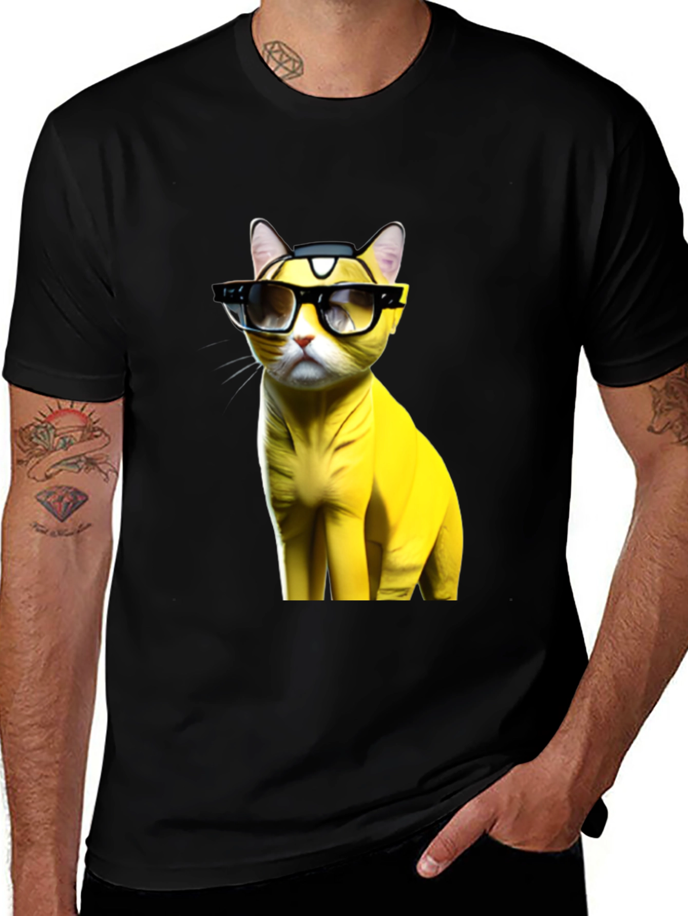 Variant 23 of Cool Cat T-Shirt - Stylish Yellow Cat with Glasses