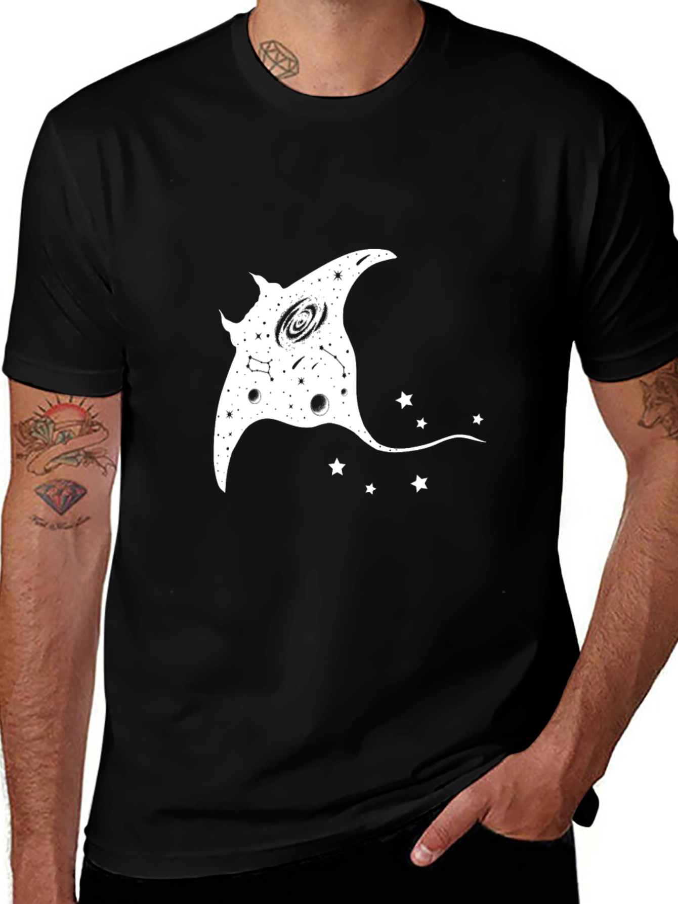 Cosmic Manta Ray Black T-Shirt