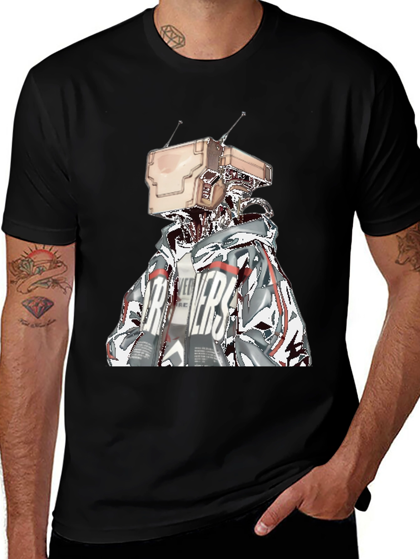 Variant 20 of Cyberpunk Robot Head T-Shirt - Unique Graphic Tee