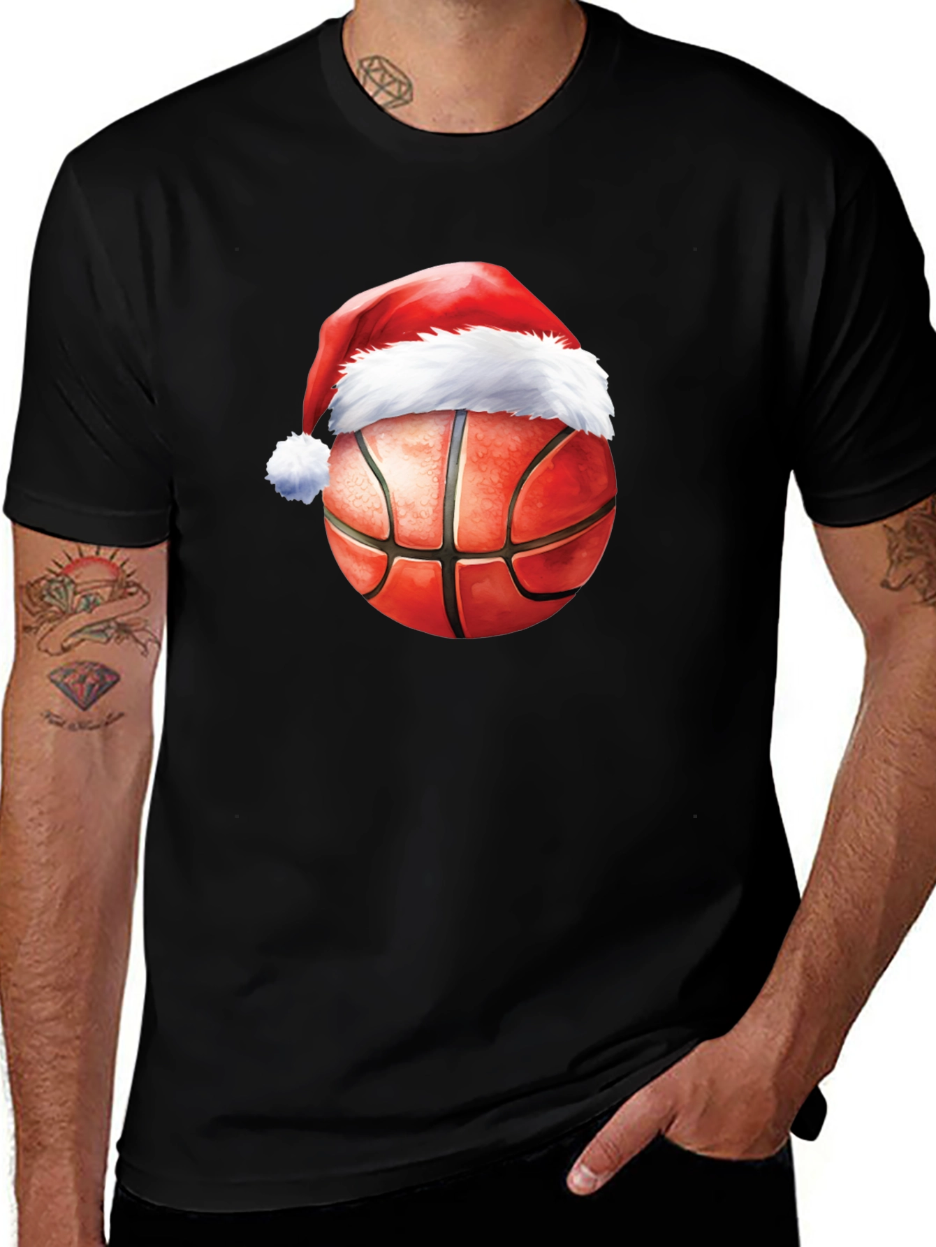 Variant 30 of Festive Basketball Santa Hat T-Shirt