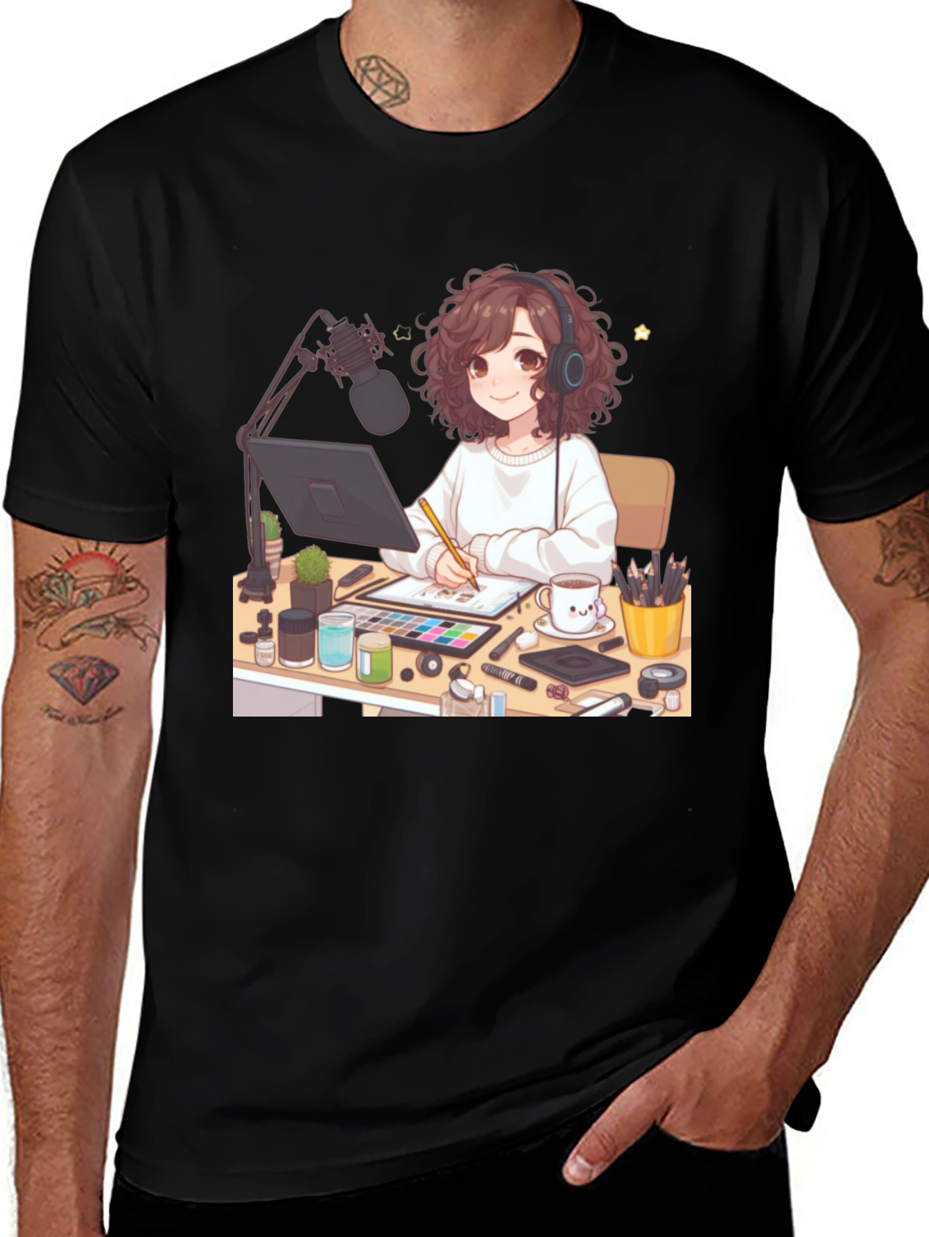 Variant 25 of Anime Artist Graphic Tee - Stylish Black T-Shirt