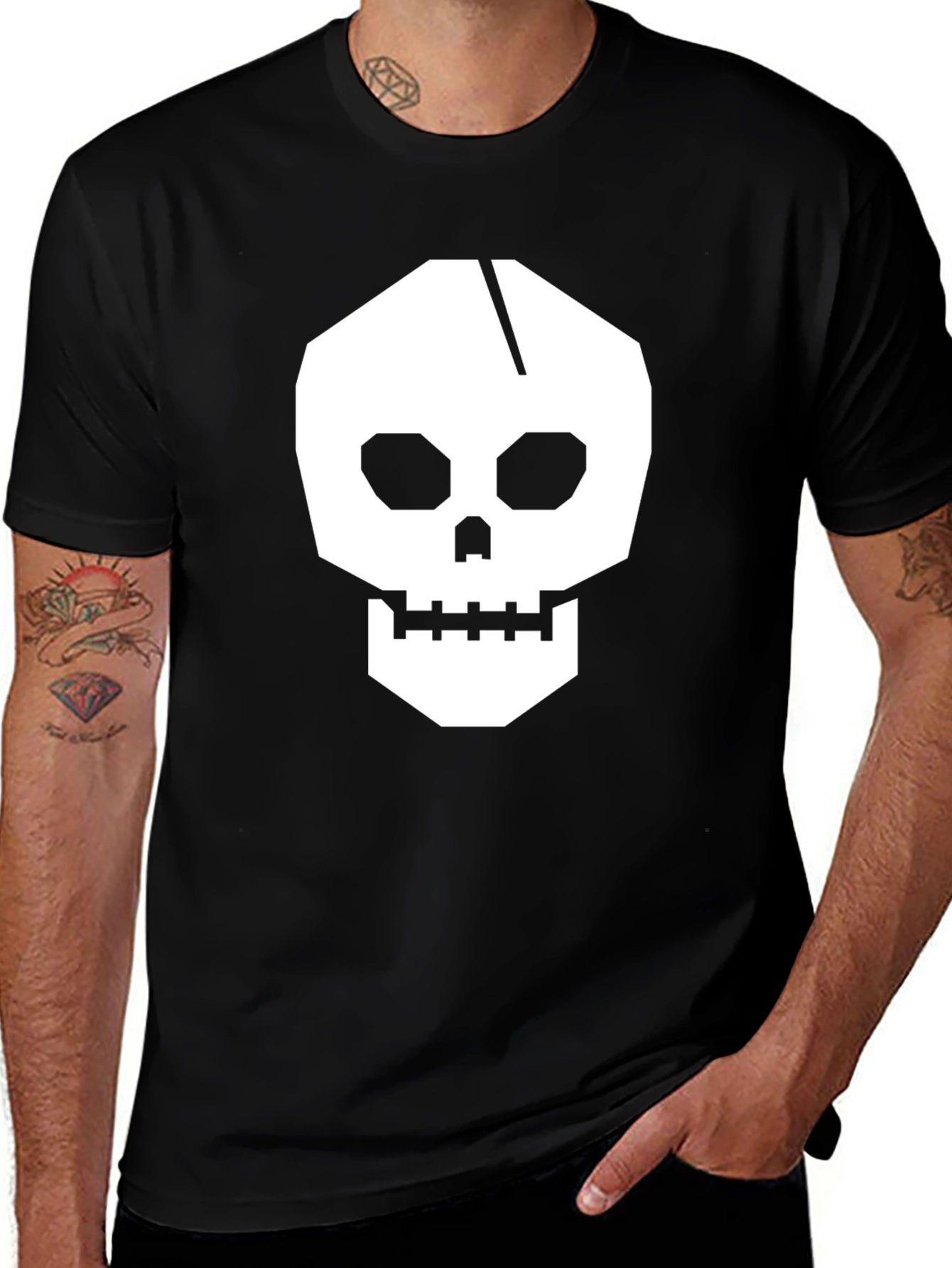 Variant 18 of Skull Graphic Tee - Bold Black Cotton T-Shirt