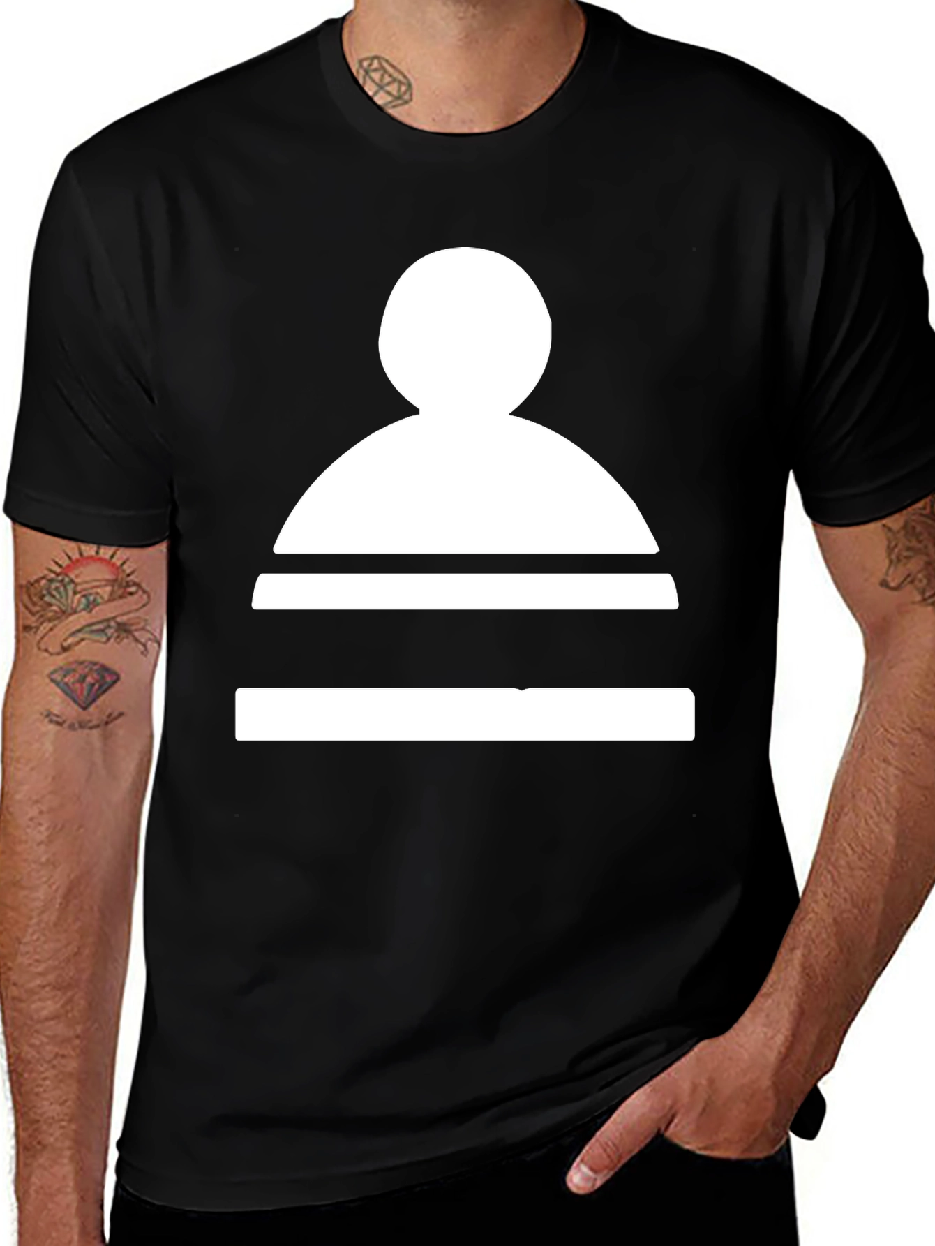 Variant 13 of Minimalist Chess Piece Graphic Tee - Black