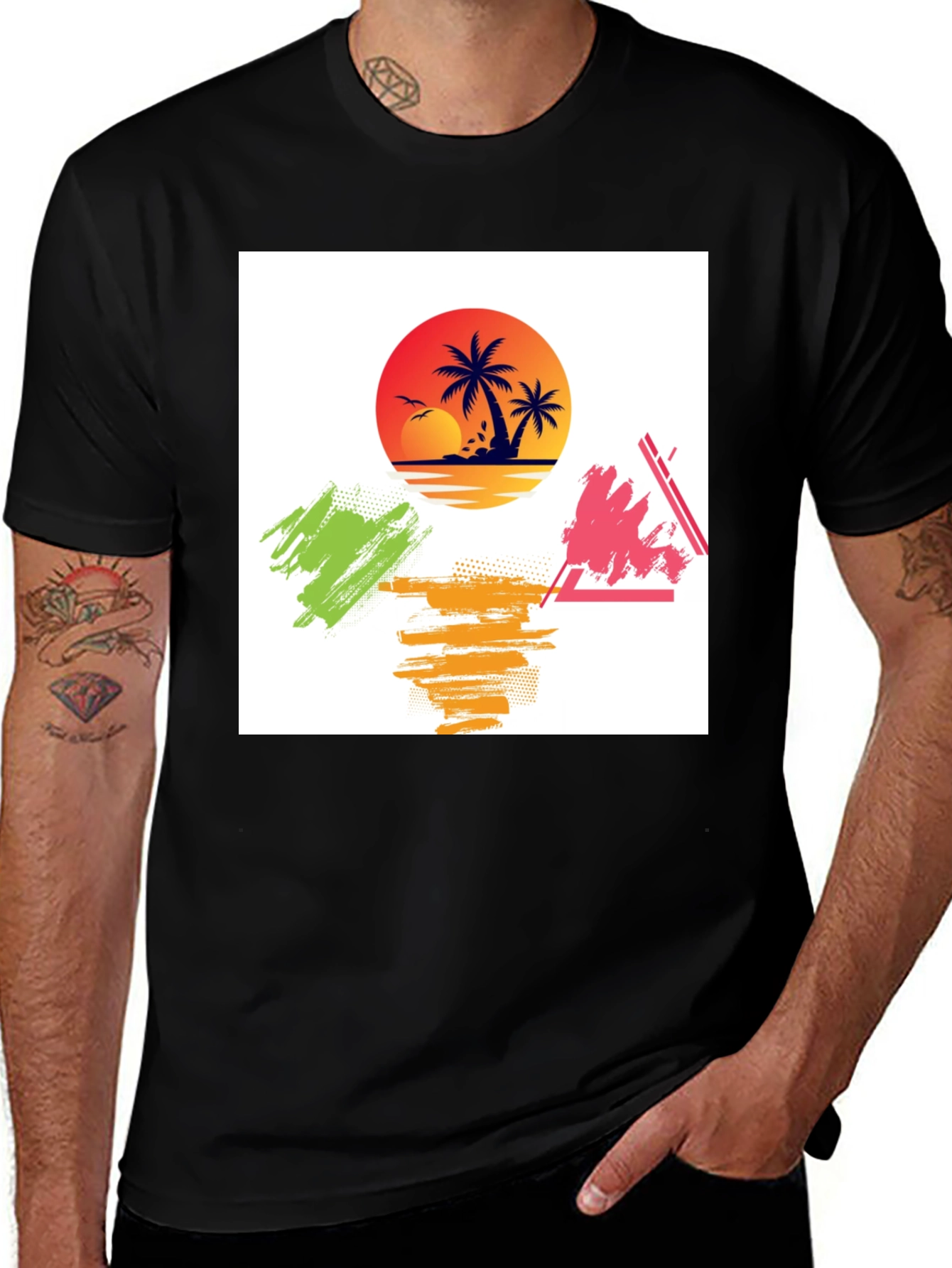 Variant 7 of Tropical Sunset Graphic Tee - Relaxed Fit