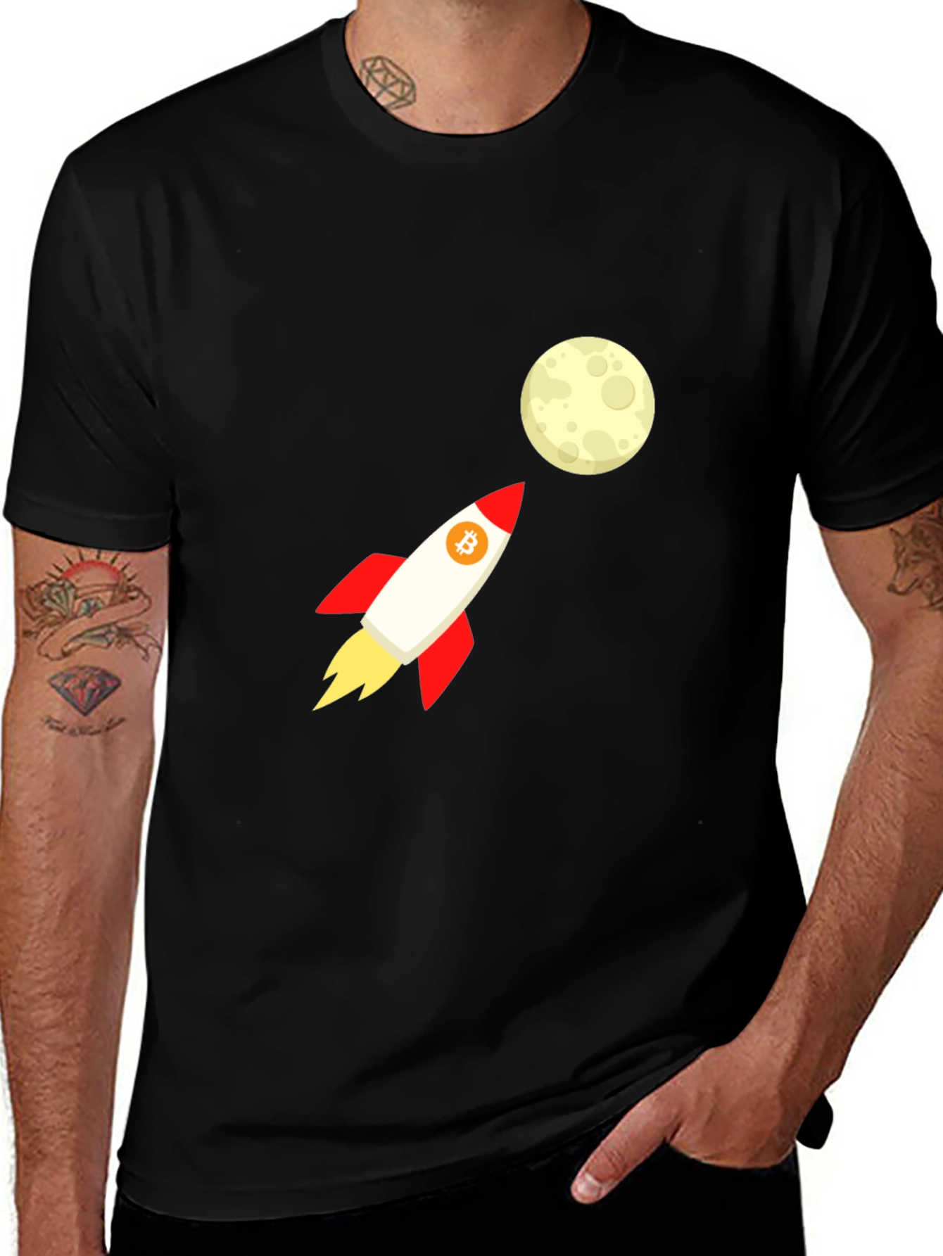 Variant 17 of Bitcoin Rocket to the Moon Black T-Shirt