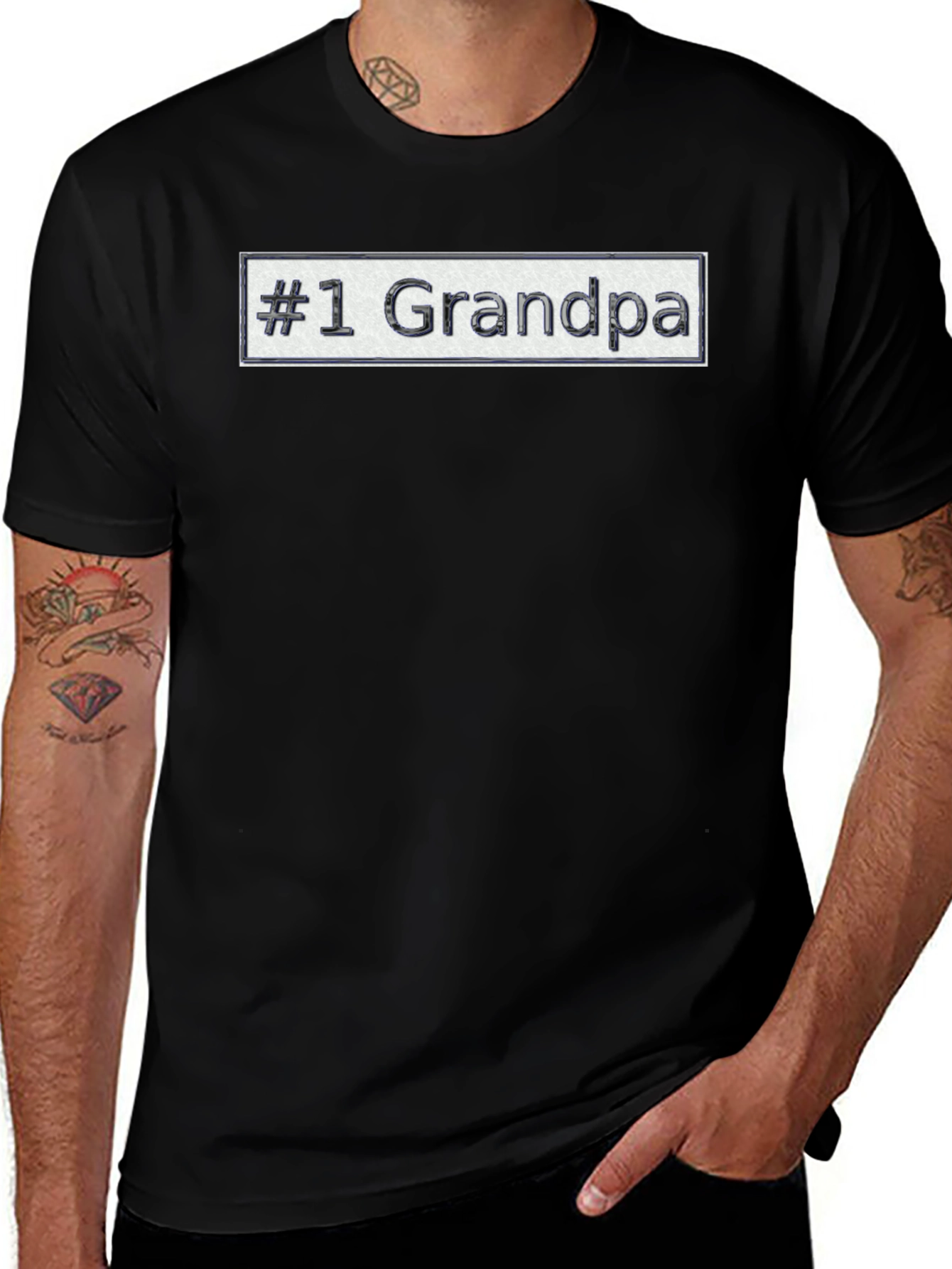 Variant 4 of #1 Grandpa Novelty Graphic T-Shirt - Black