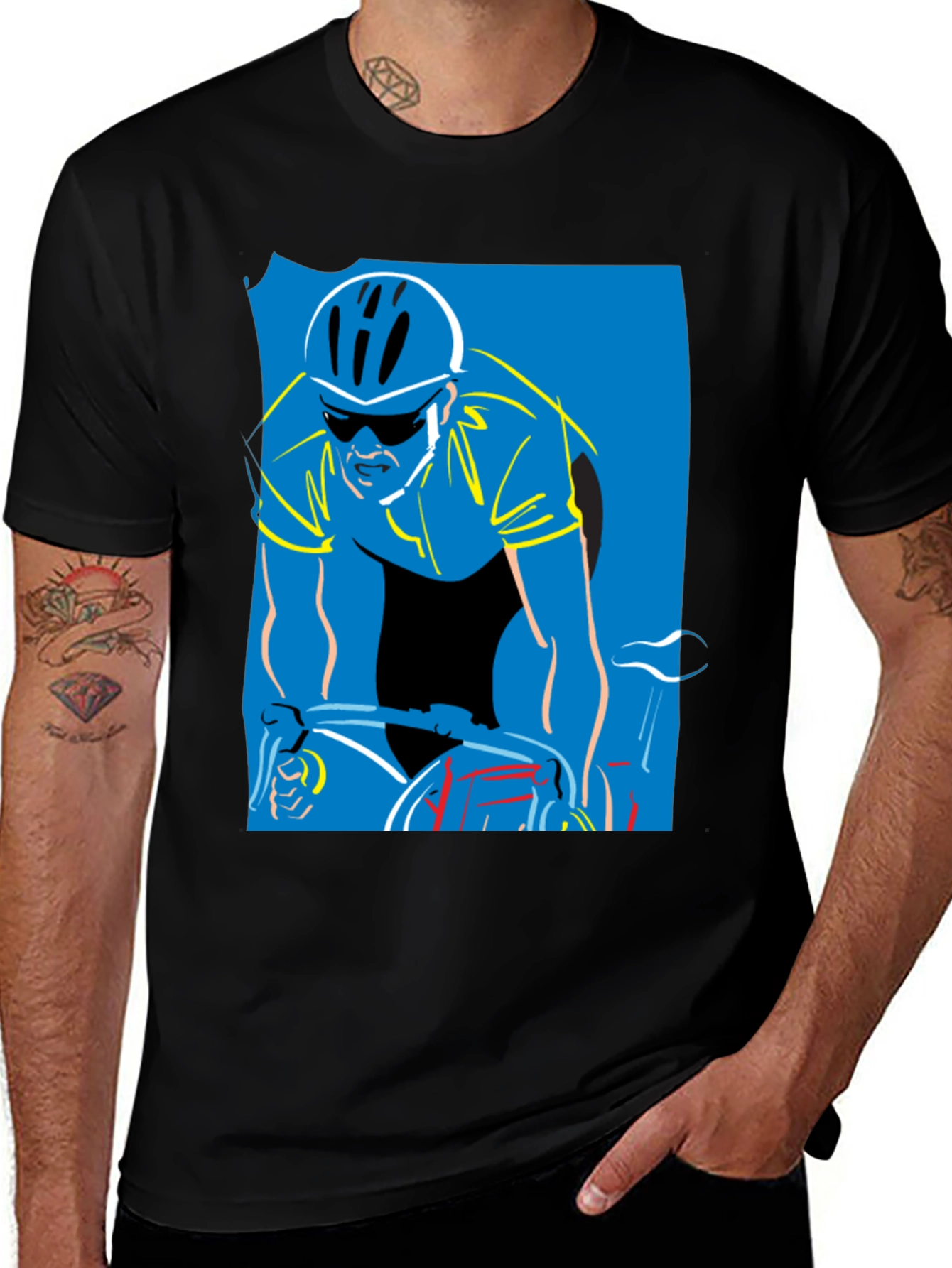 Variant 9 of Cyclist Graphic Print T-Shirt - Black