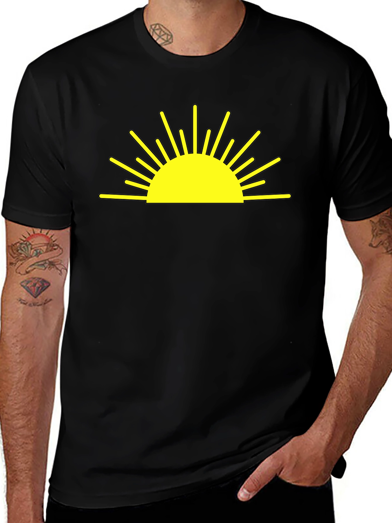 Variant 11 of Sunrise Graphic Tee - Black Cotton Blend