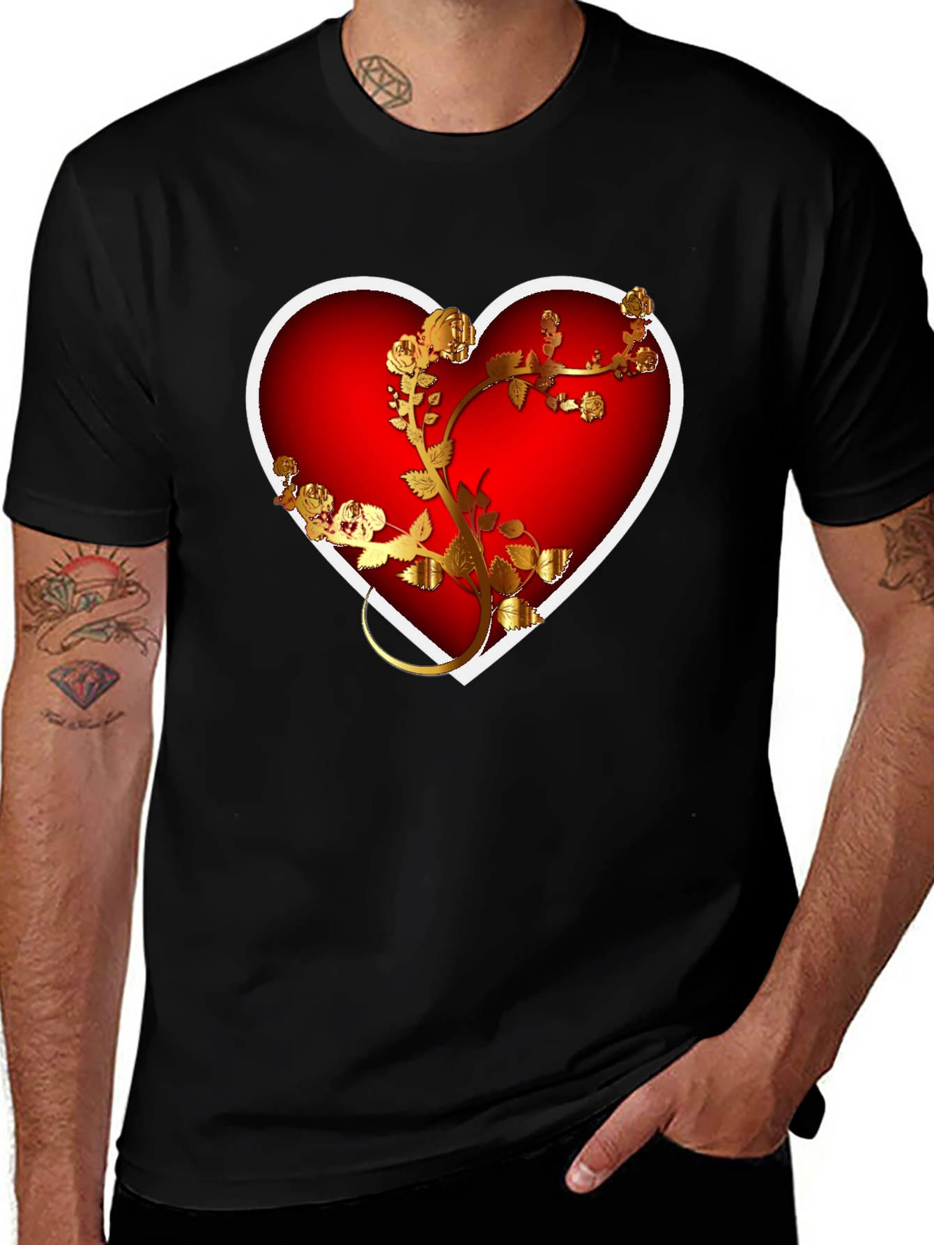 Variant 24 of Romantic Heart & Roses Graphic T-Shirt