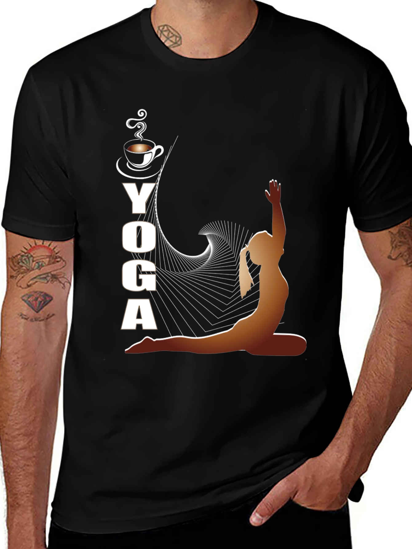 Variant 24 of Yoga and Coffee Black T-Shirt