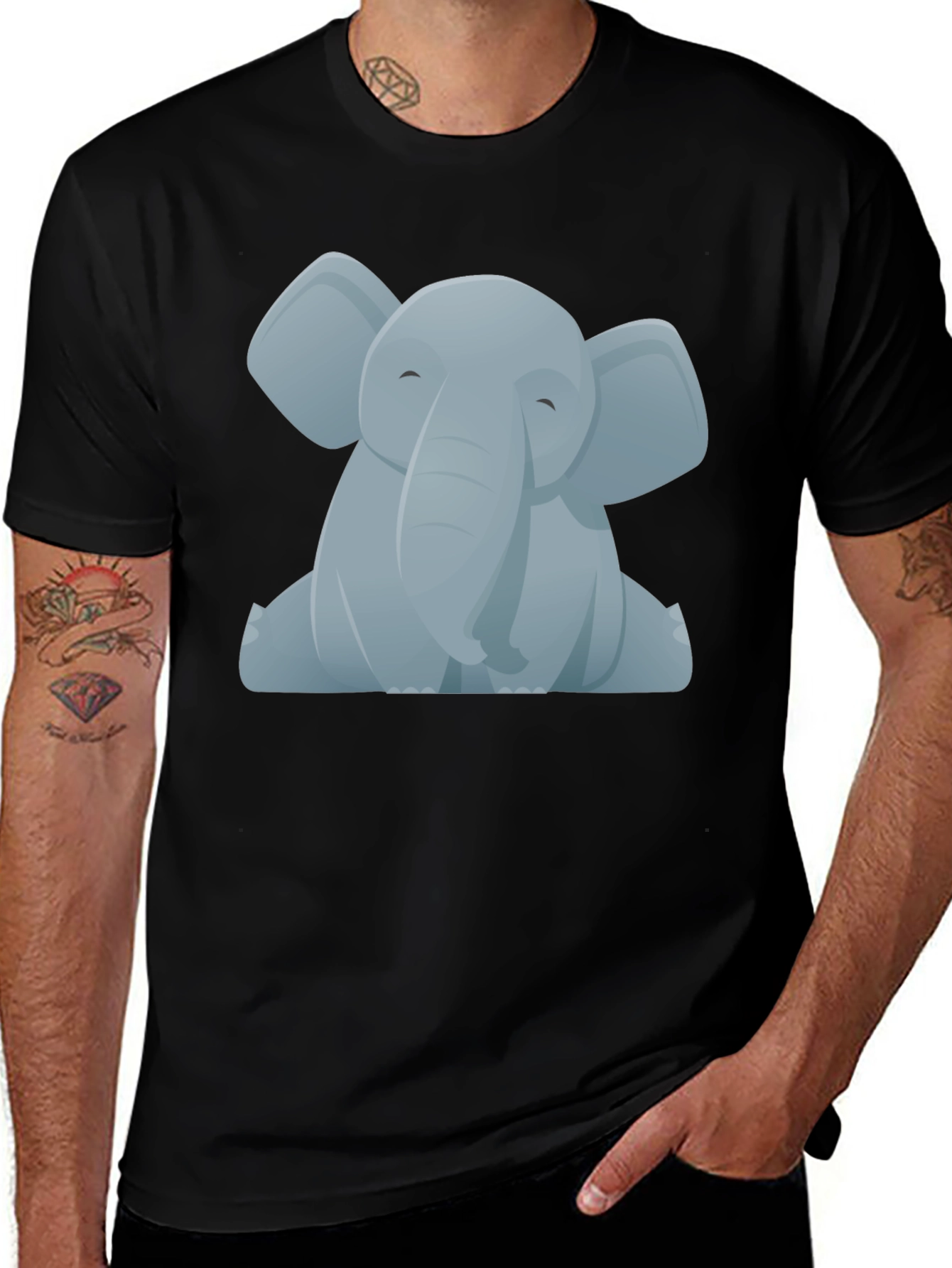Variant 11 of Cute Elephant Graphic Tee - Unisex Black T-Shirt