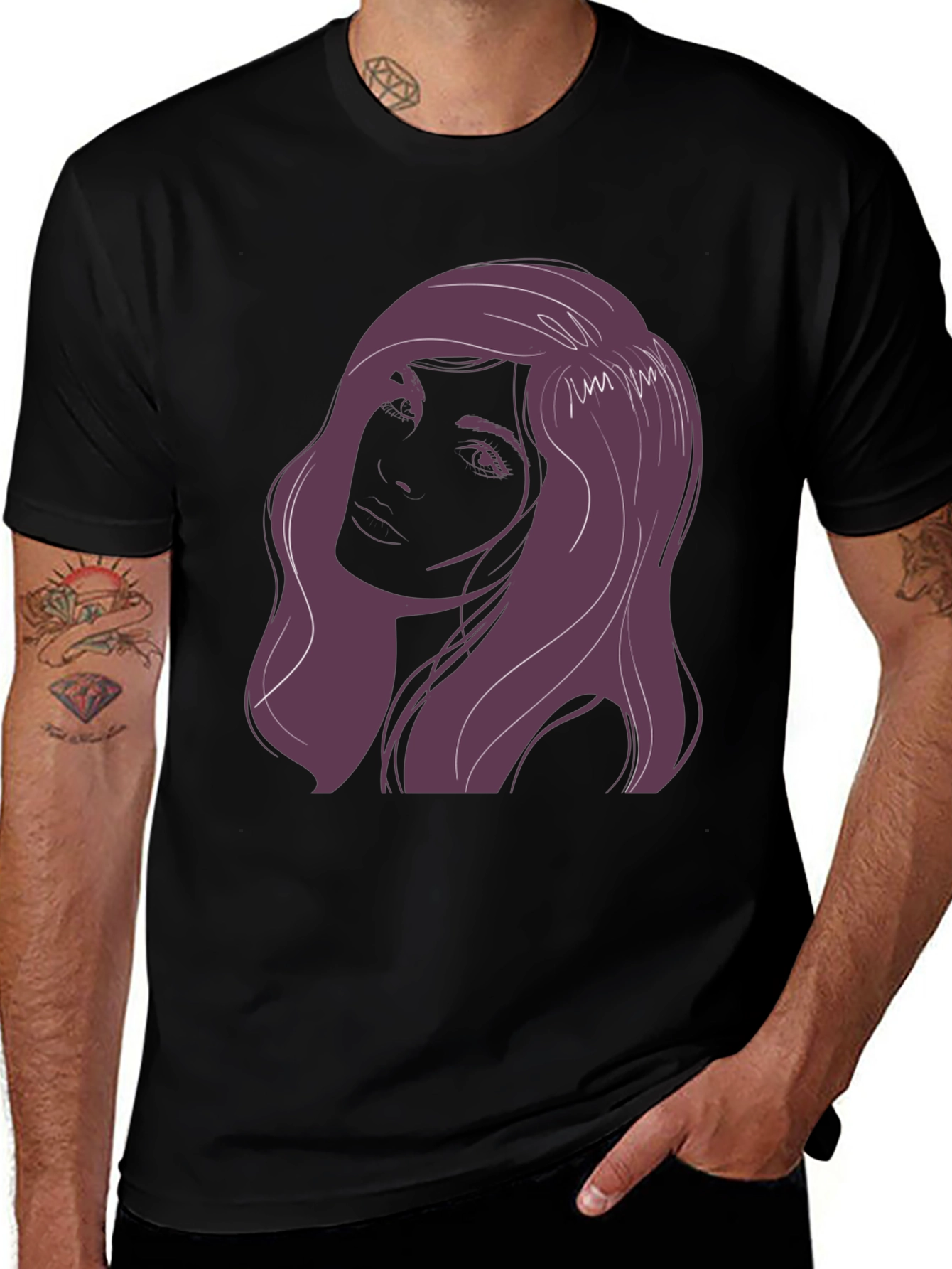 Variant 8 of Woman Portrait Graphic Black T-Shirt
