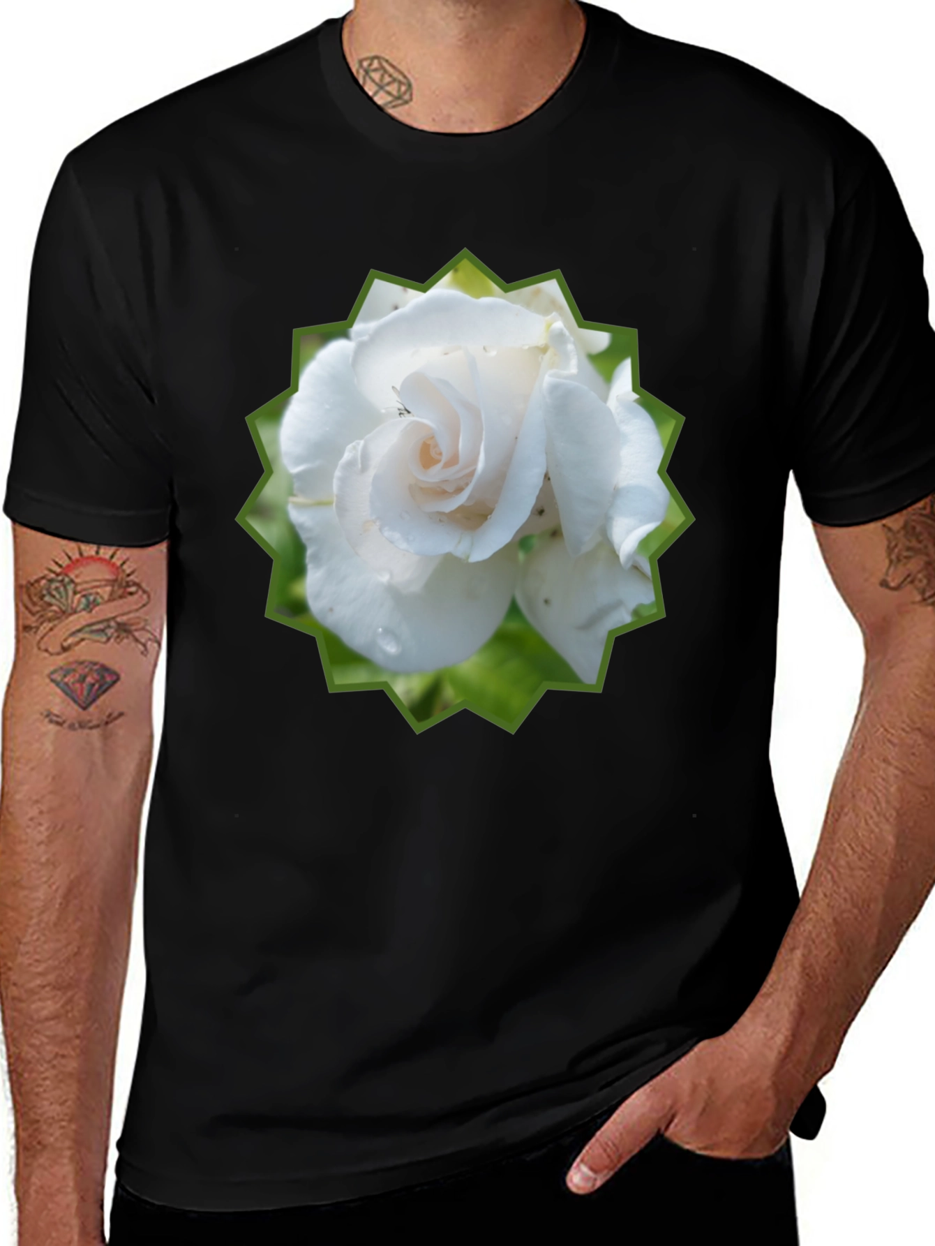 Variant 3 of Rose Graphic Tee - Black Cotton T-Shirt
