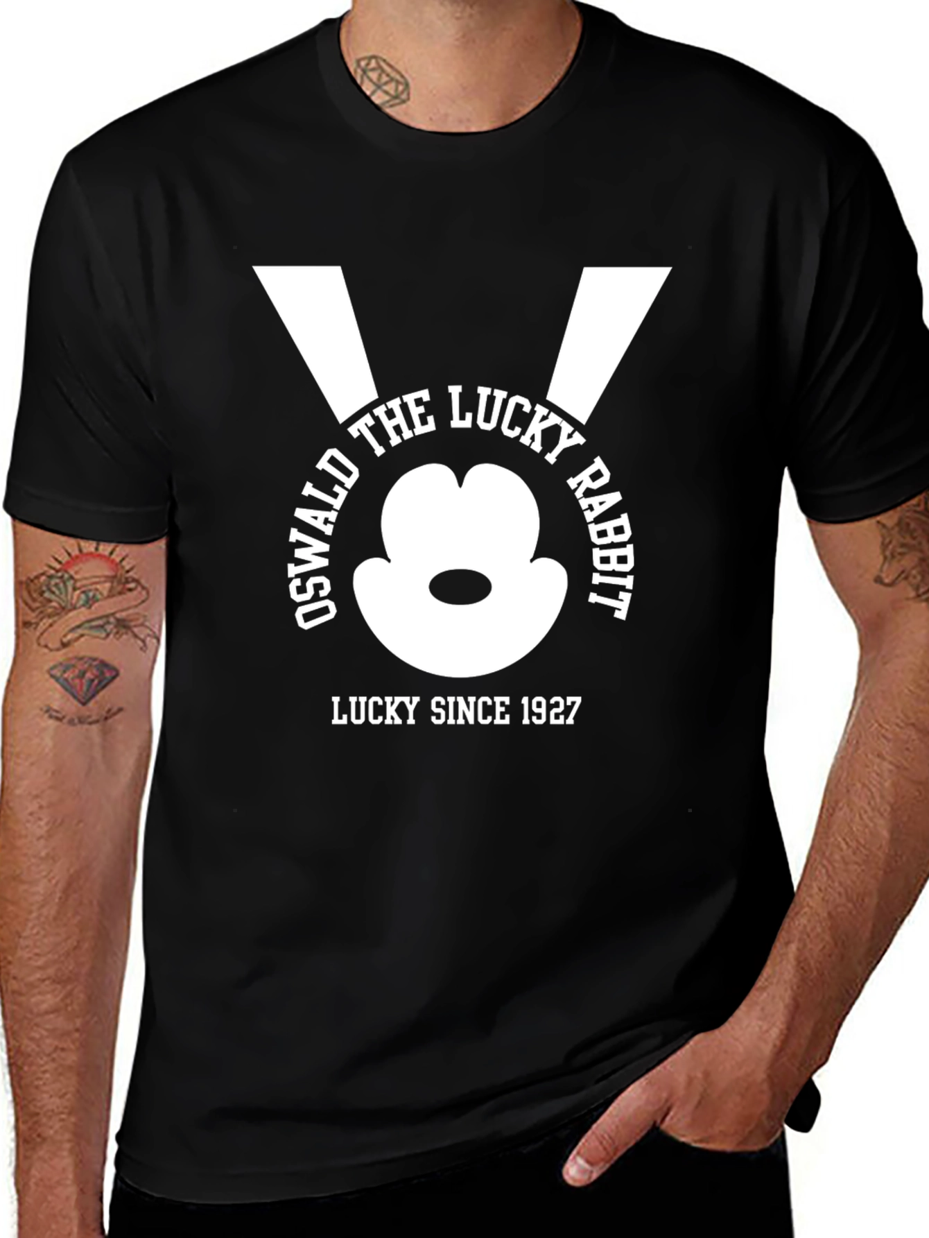 Oswald the Lucky Rabbit Black T-Shirt