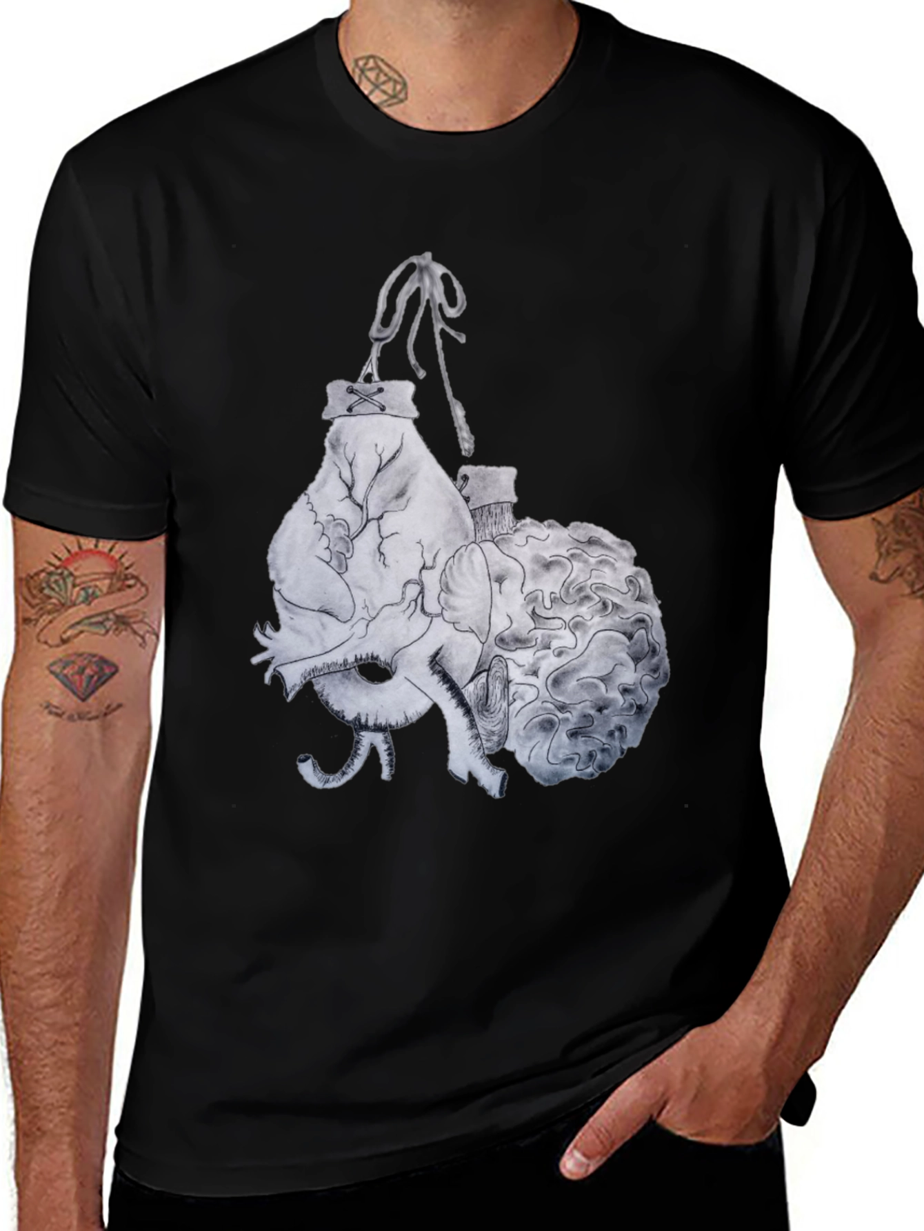Variant 12 of Heart and Brain Boxing T-Shirt - Black Graphic Tee