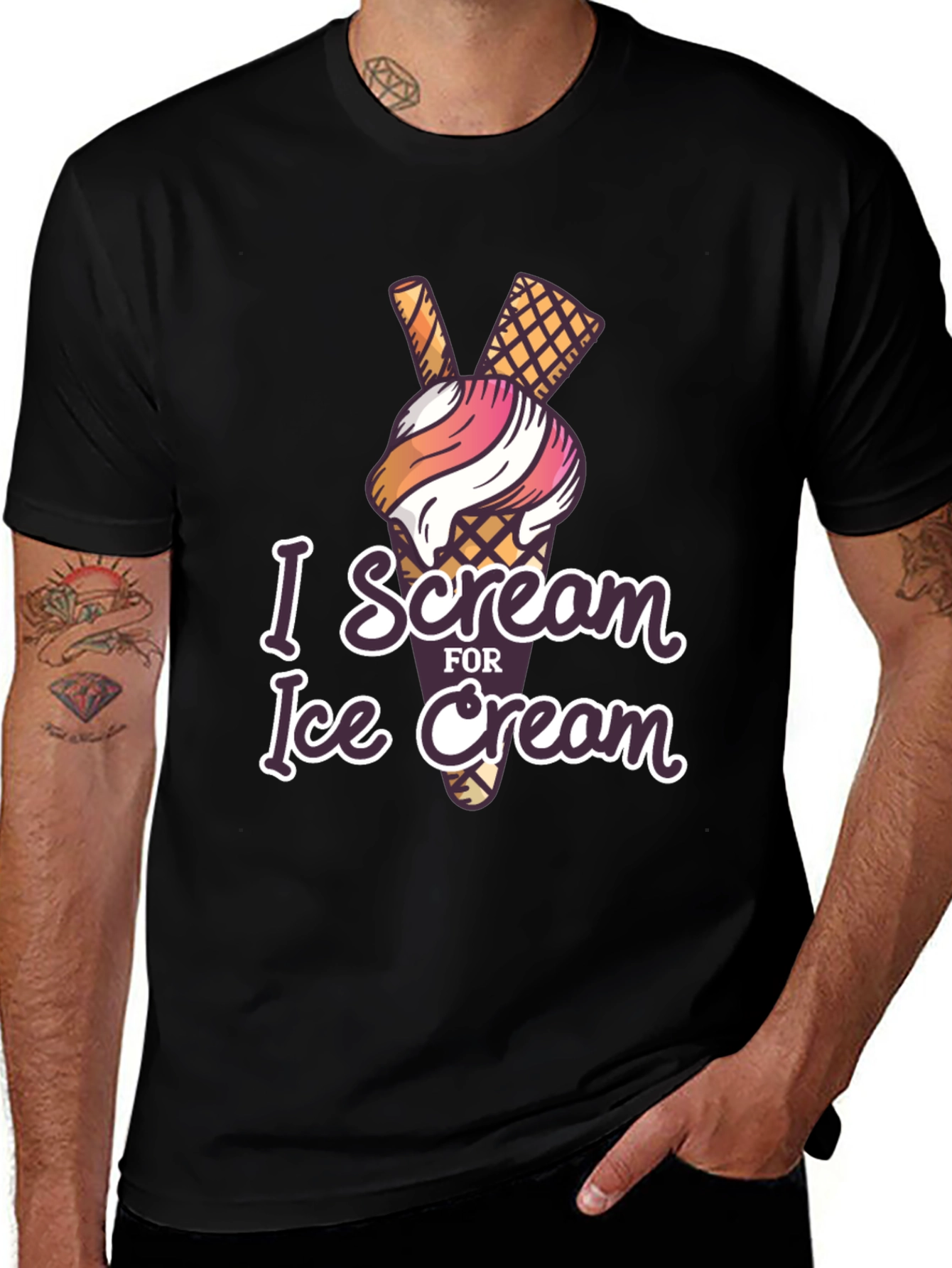Variant 3 of I Scream for Ice Cream Graphic Tee - Black