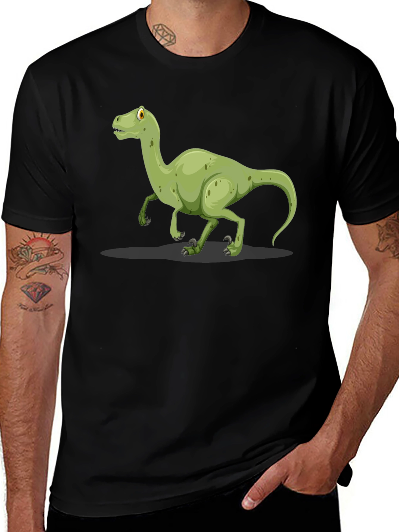 Variant 7 of Dinosaur Graphic Tee - Black Cotton T-Shirt