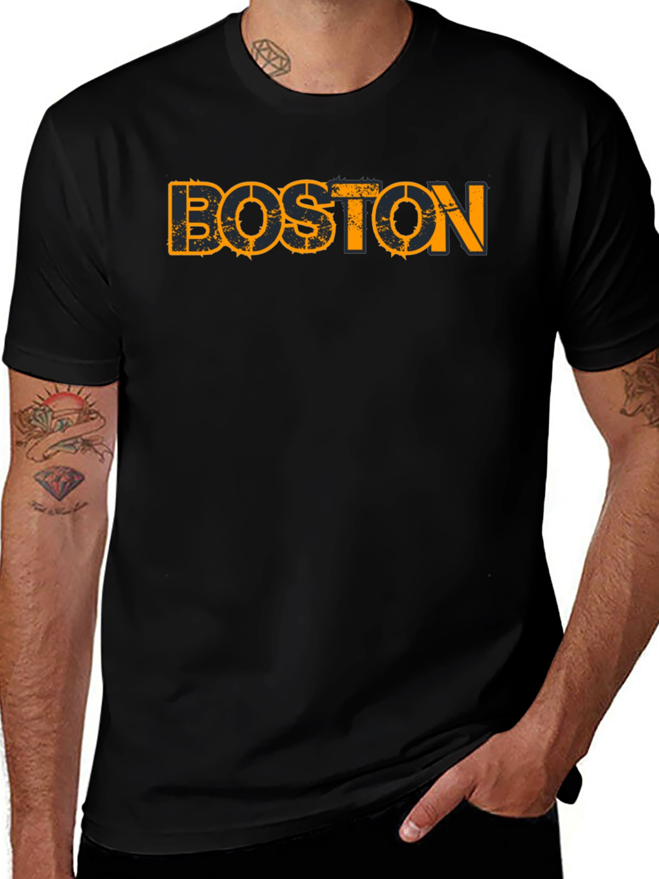 Variant 21 of Boston Graphic Print Black T-Shirt