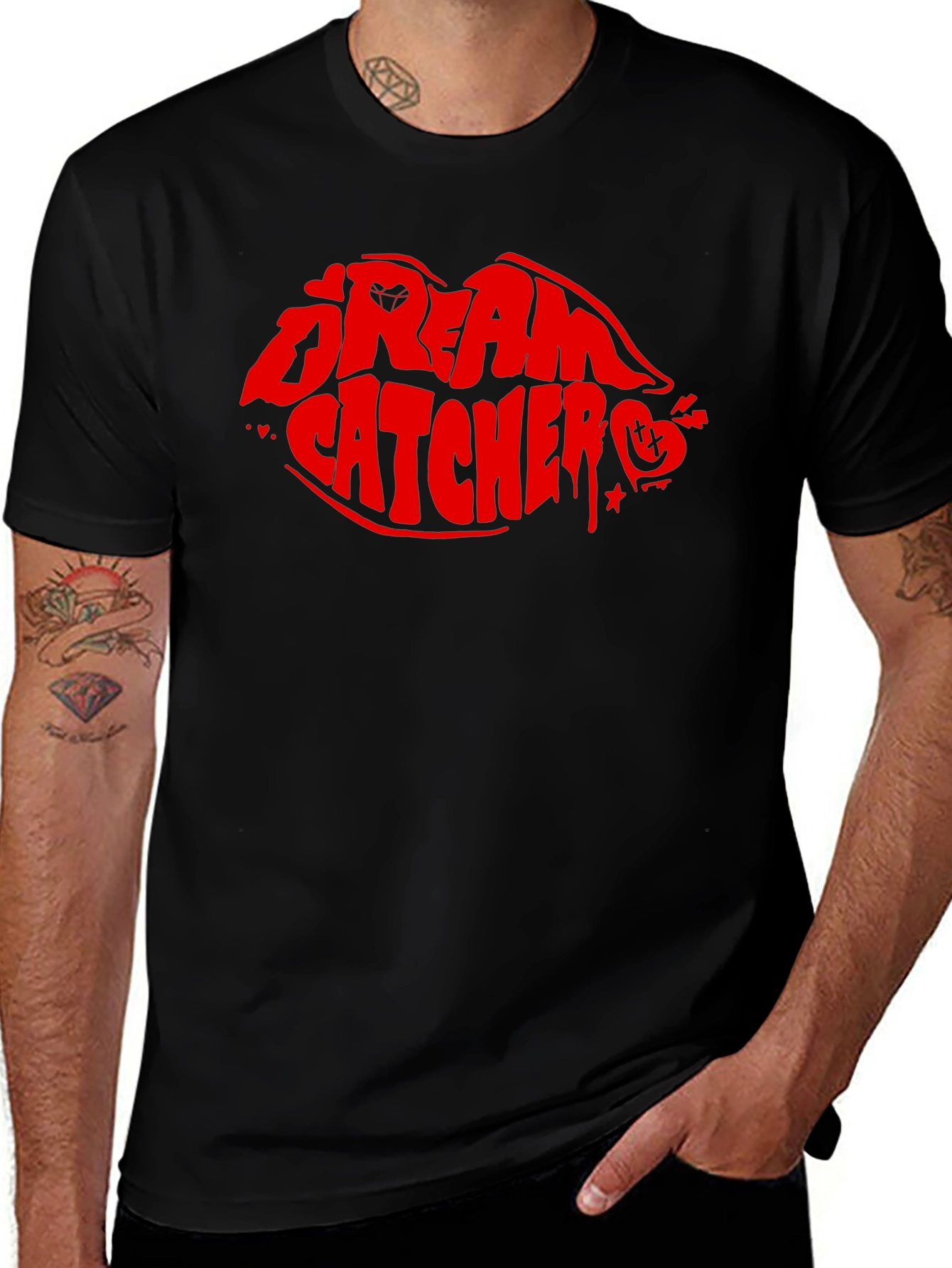 Variant 28 of Dream Catcher Lips Graphic T-Shirt - Black