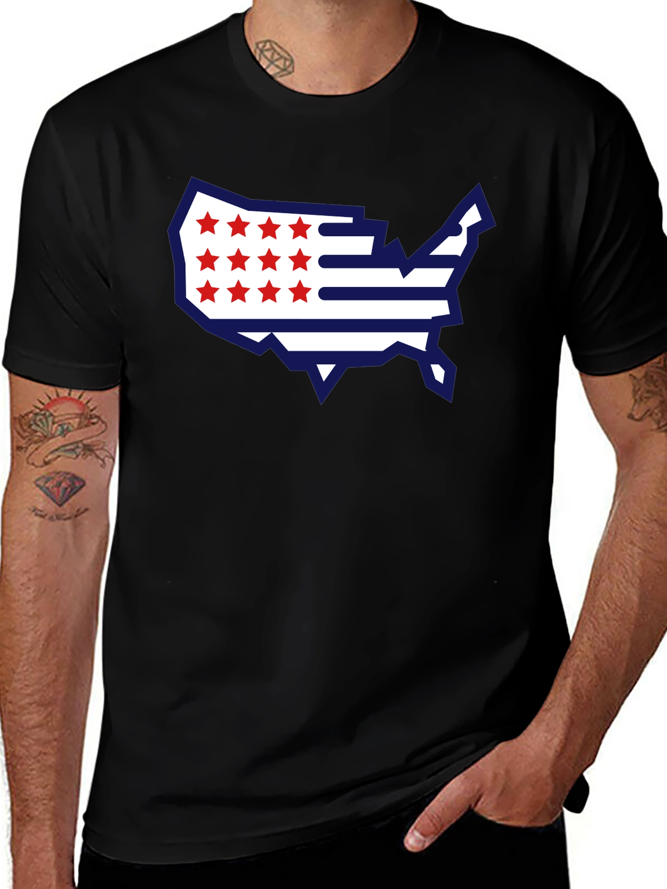 USA Flag Map Graphic Tee - Patriotic T-Shirt
