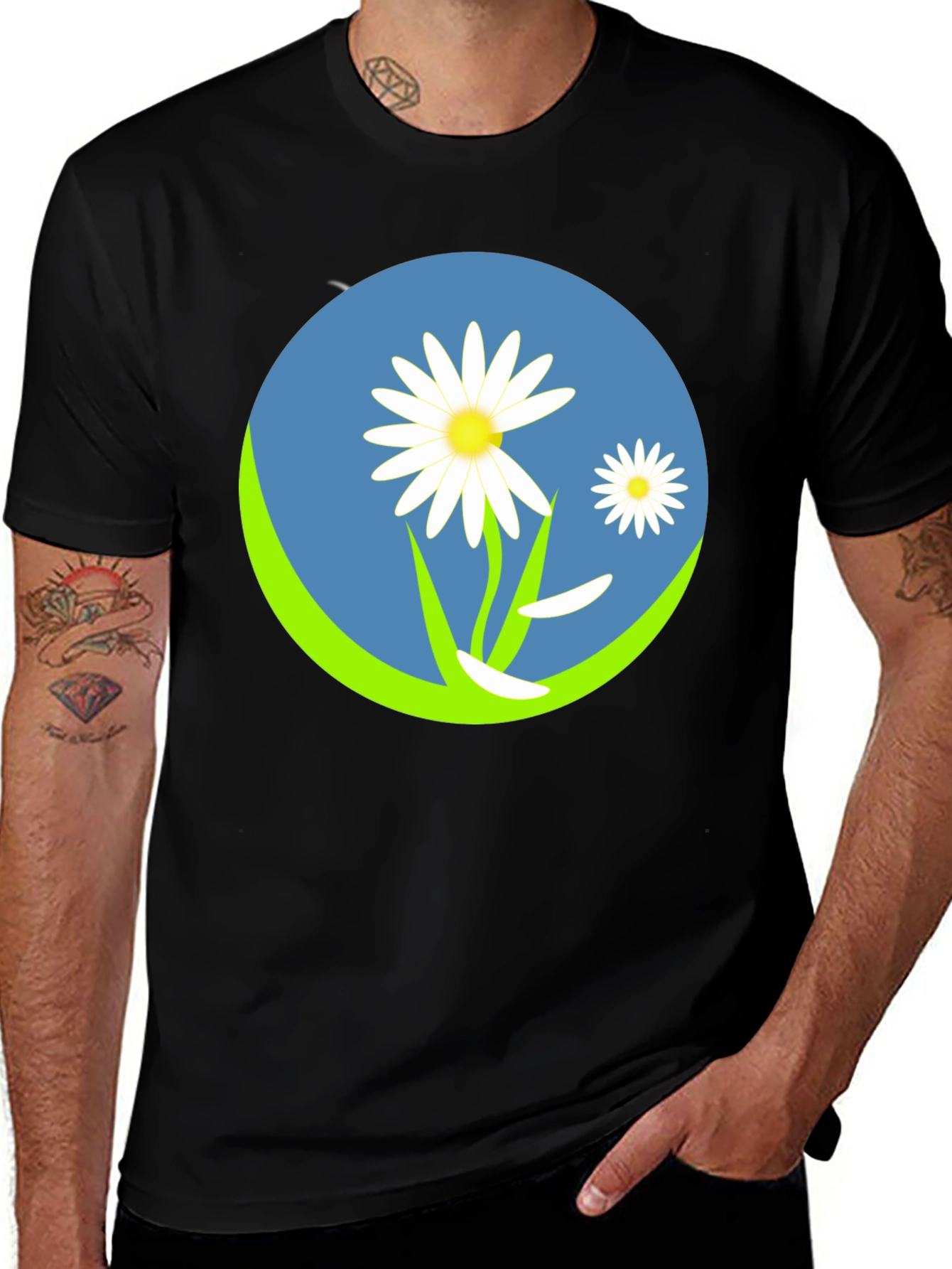 Daisy Circle Graphic Tee - Black