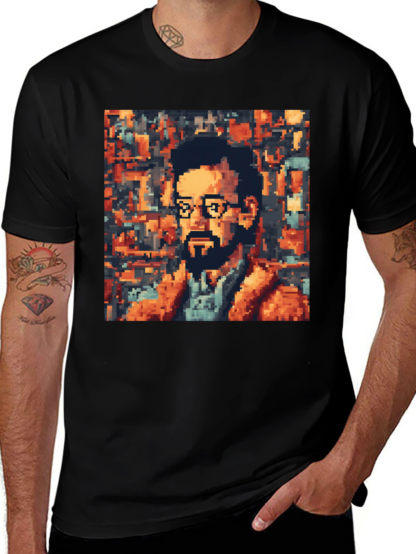 Variant 12 of Pixel Art Portrait Graphic Tee - Retro Style