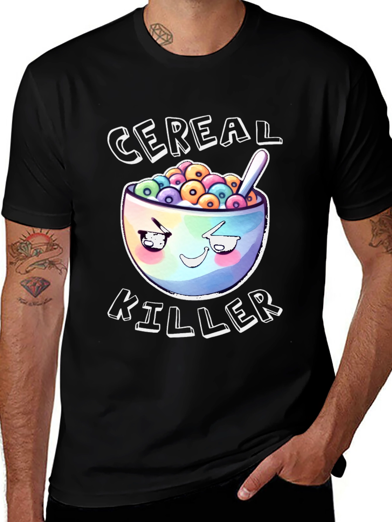 Variant 6 of Cereal Killer Graphic T-Shirt - Black Cotton Tee