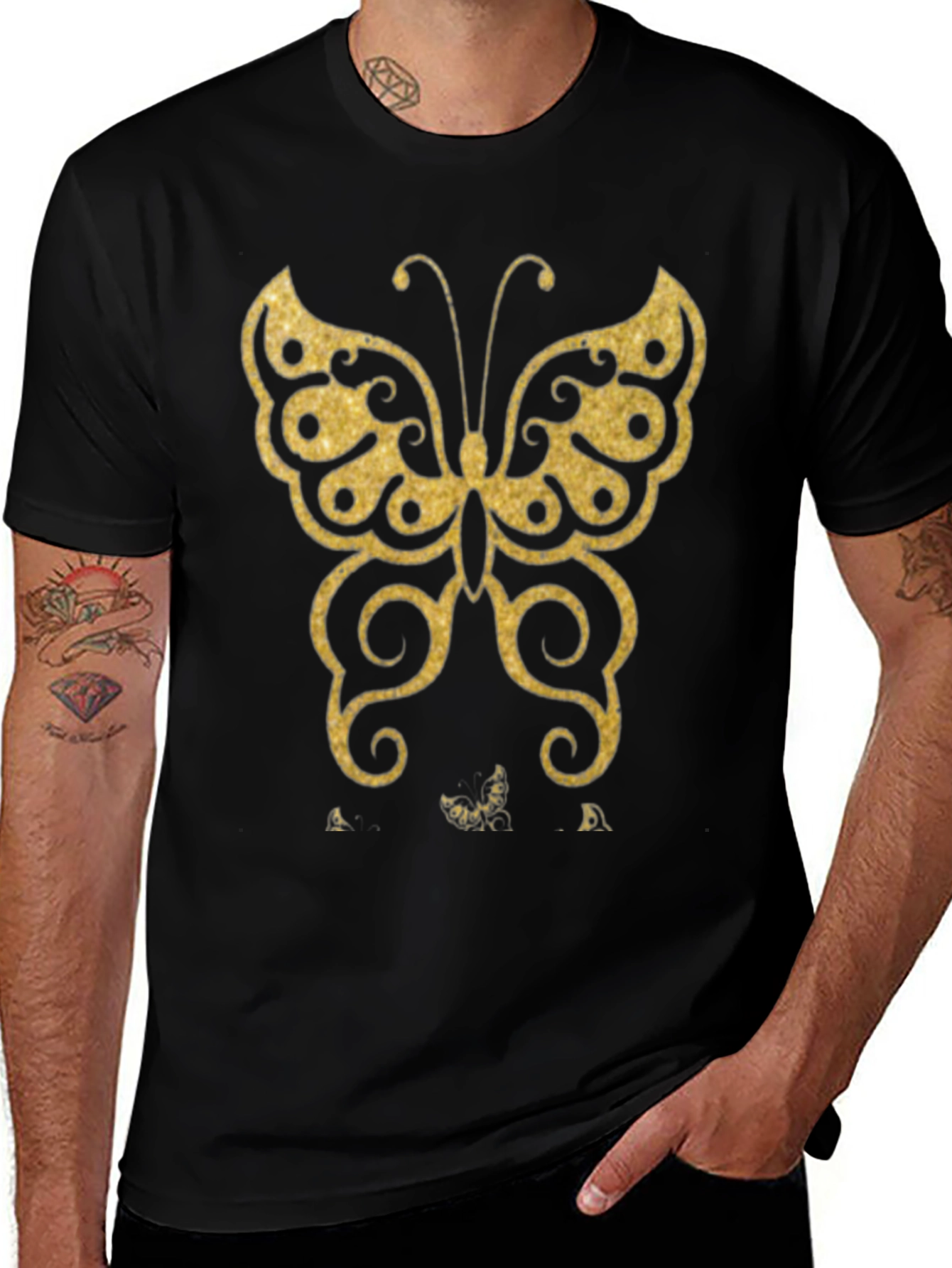 Variant 20 of Butterfly Graphic Black T-Shirt