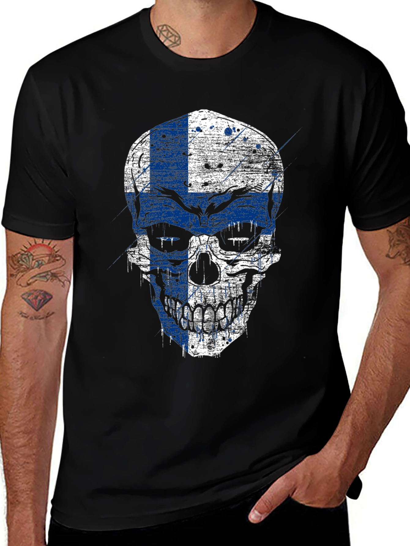 Finland Flag Skull Graphic Tee