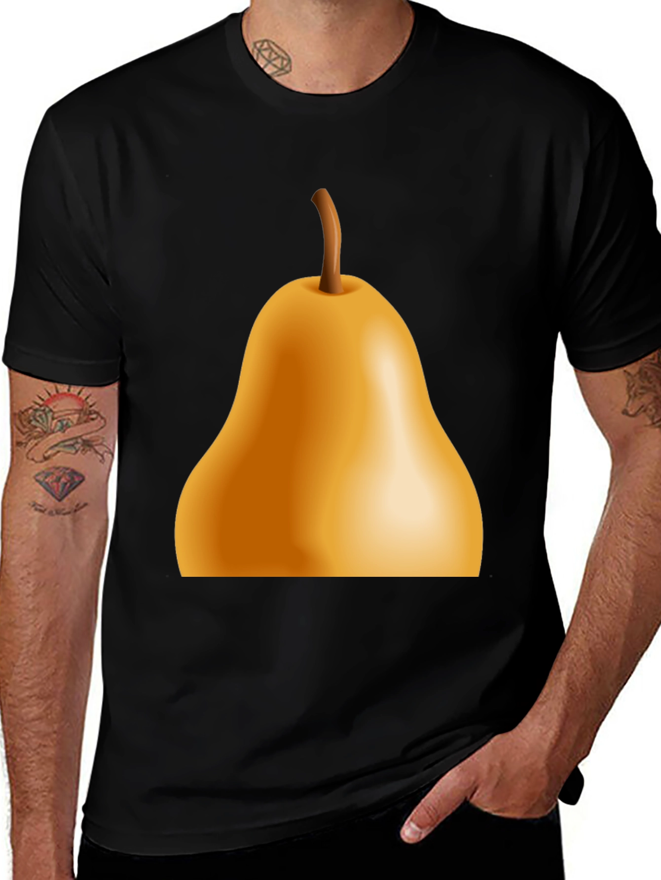 Variant 11 of Pear Graphic Black T-Shirt - Fruity Fun Apparel
