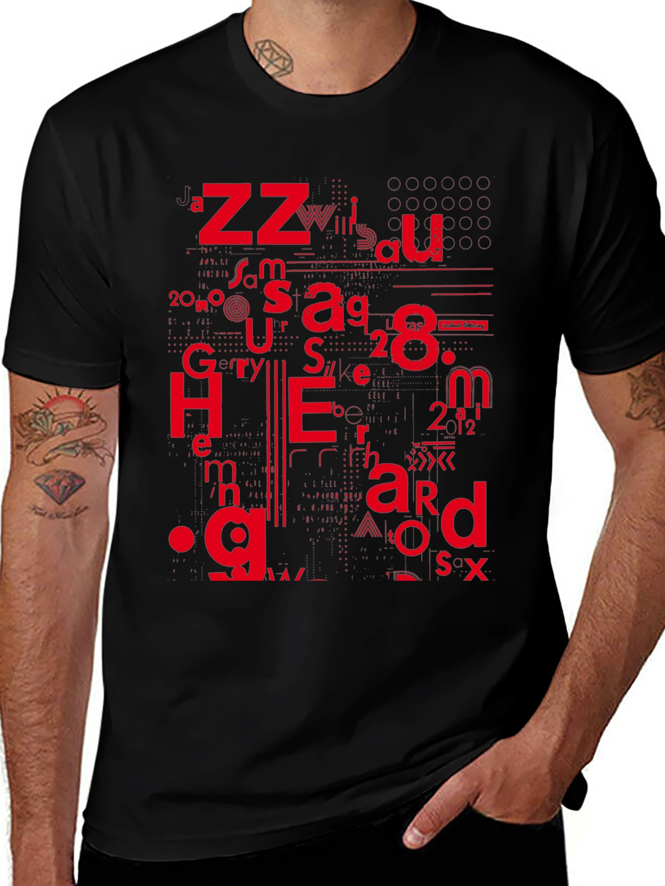 Abstract Typographic Graphic Black T-Shirt