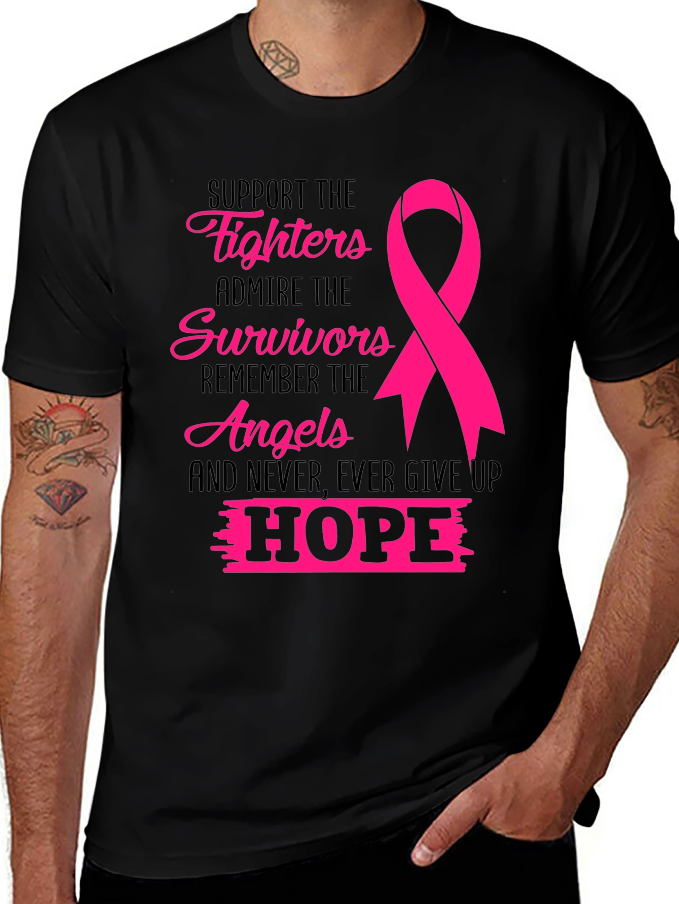 Variant 5 of Breast Cancer Awareness Ribbon Graphic Tee