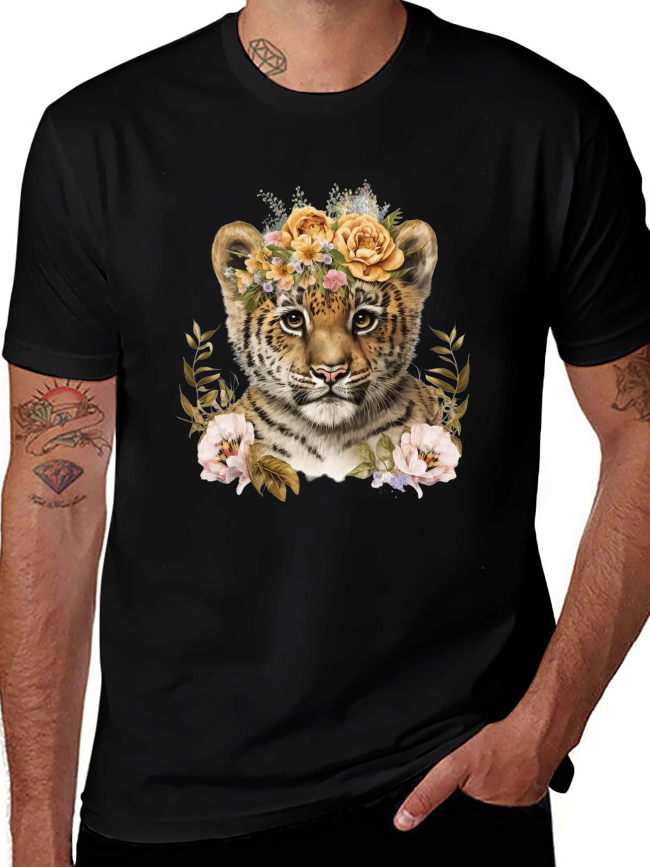 Variant 19 of Floral Tiger Cub Graphic Tee