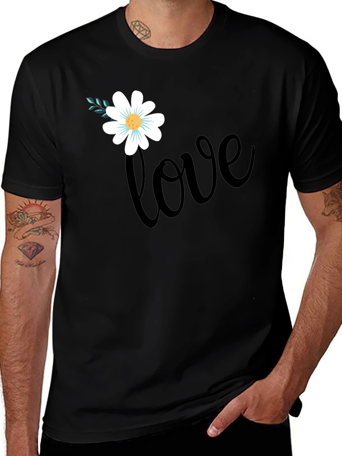 Variant 26 of Love Daisy Graphic Tee - Black Casual T-Shirt