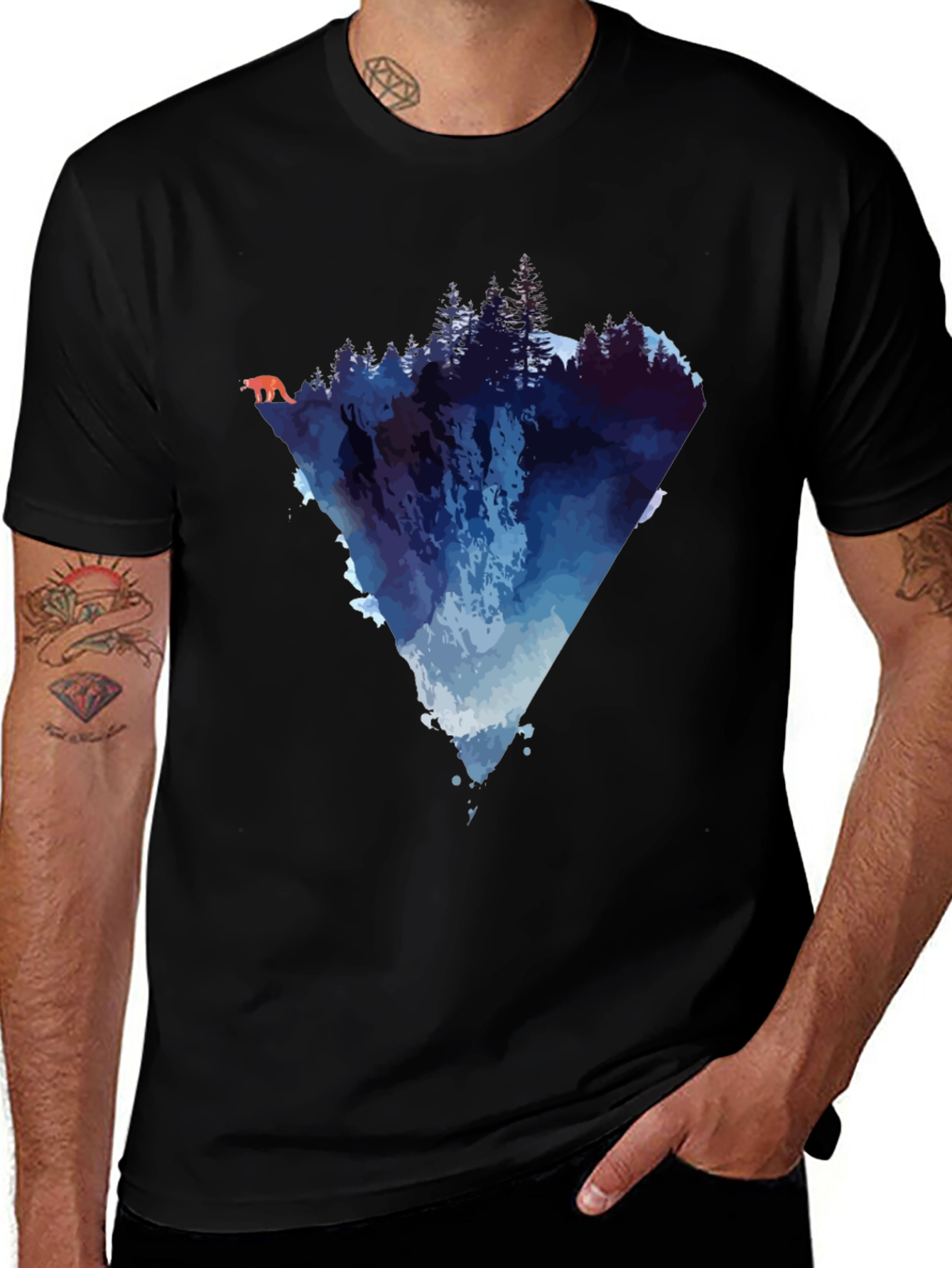 Variant 18 of Nature-Inspired Graphic Tee - Mountain Waterfall Design