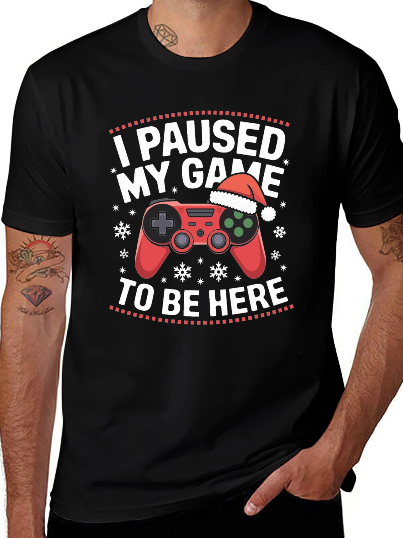 Variant 27 of I Paused My Game To Be Here Black Holiday T-Shirt