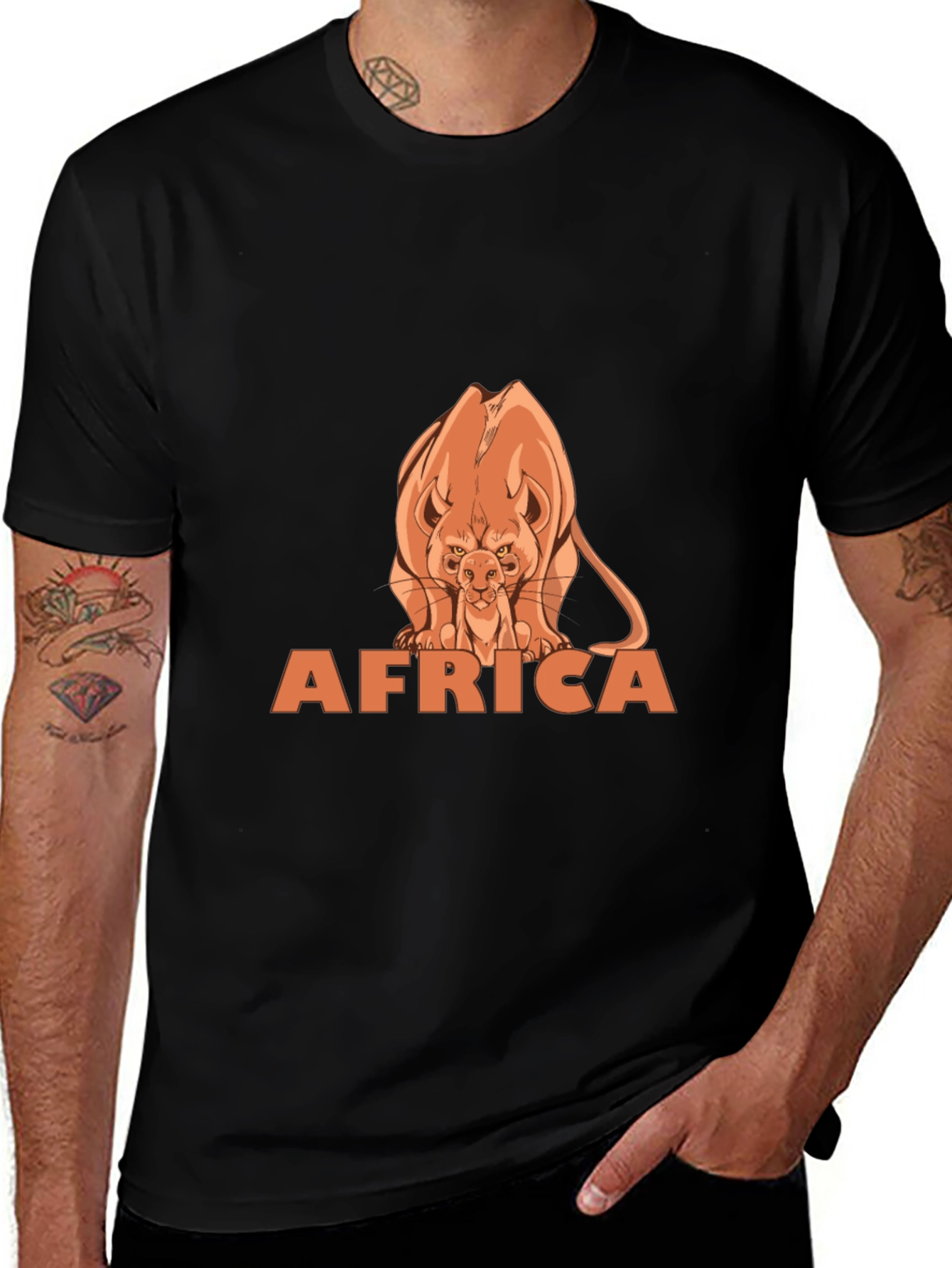 Variant 4 of Africa Lion Graphic Tee - Black Cotton T-Shirt