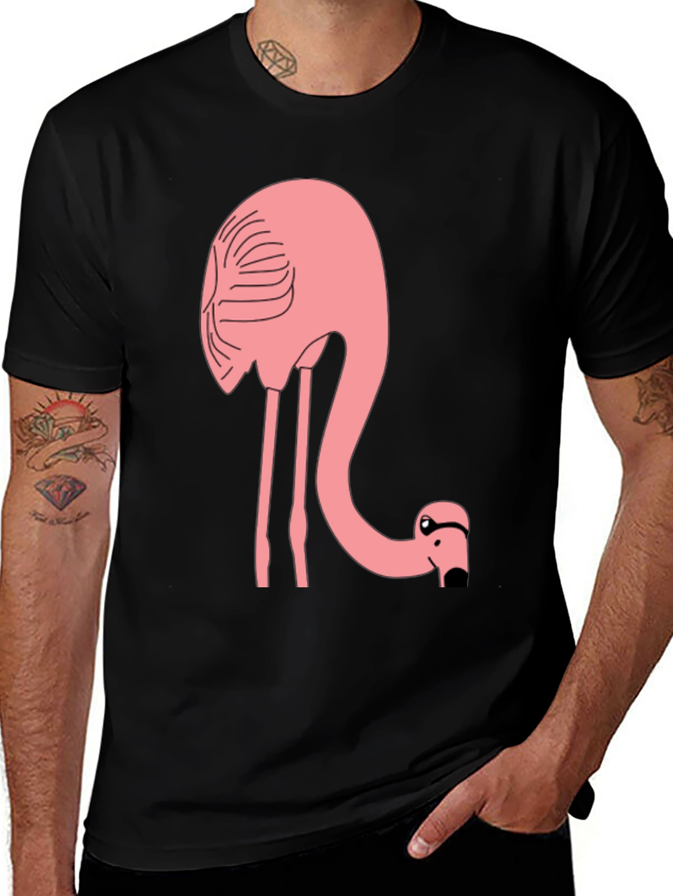 Variant 12 of Flamingo T-Shirt - Black Cotton Tee