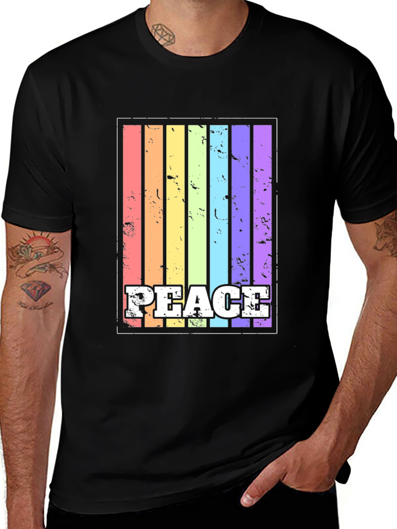 Variant 24 of Peace Rainbow Pride T-Shirt - Unisex Black Tee