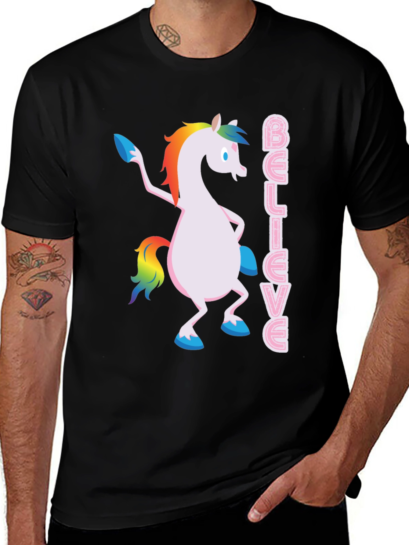Variant 29 of Believe Unicorn T-Shirt - Black Graphic Tee